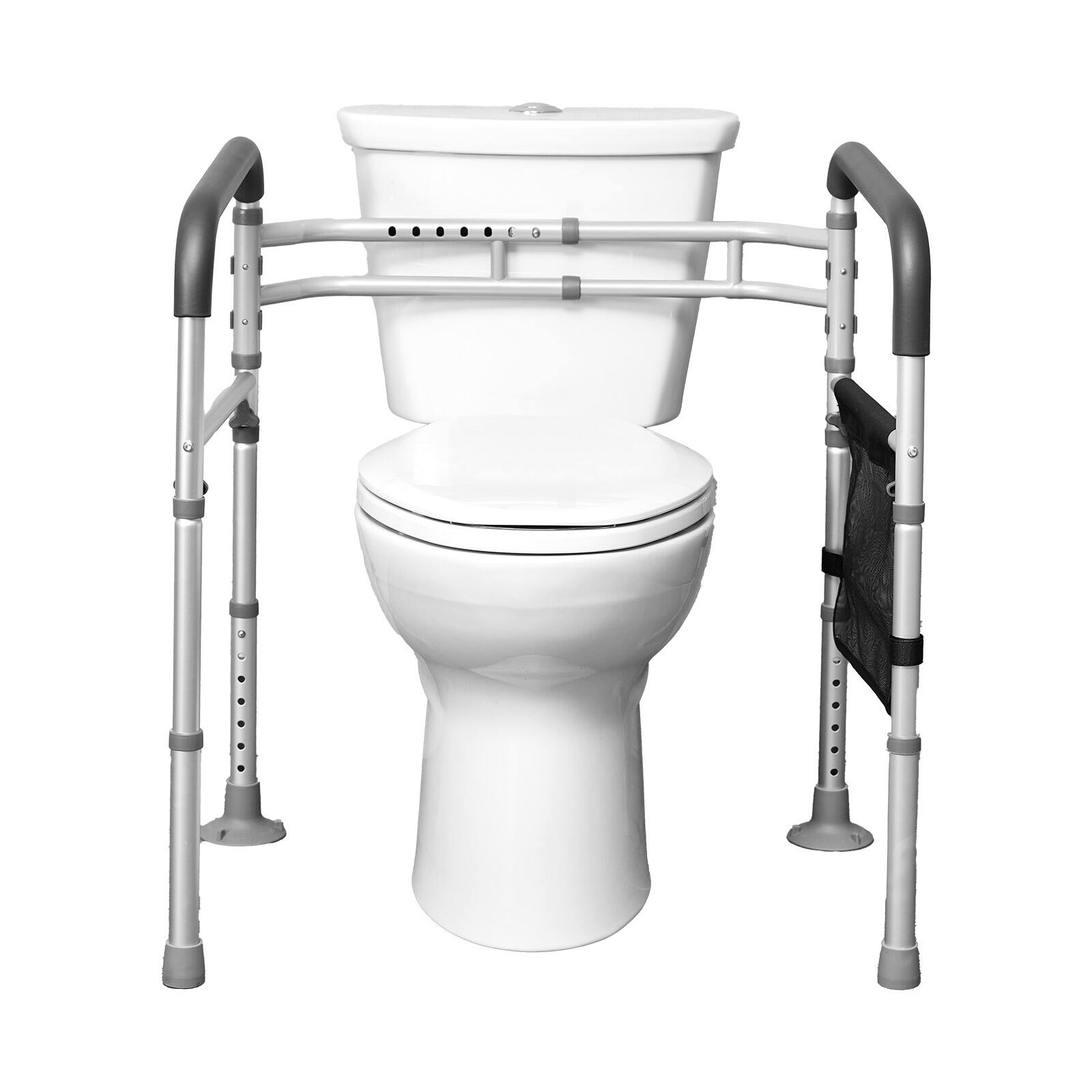 Alt View 5. VEVOR - Toilet Safety Rail, 300 LBS Foldable Toilet Seat with Non-Slip Handles, Portable Versatile Toilet Handrails - Silver.