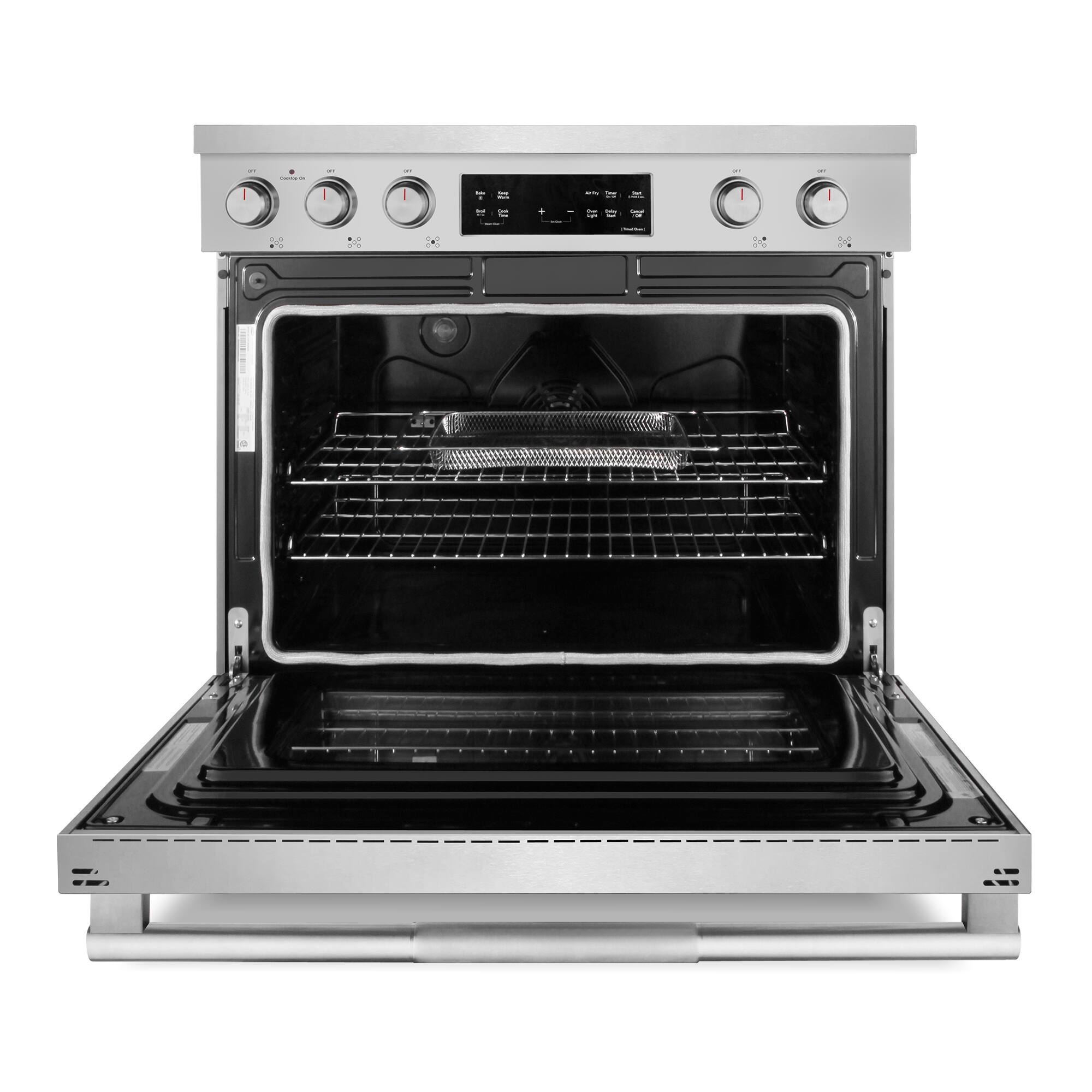 Alt View 2. COSMO - COS-RES365SS 36 in. Stellar Collection 6.1 cu. ft. Electric Range, 5 Burner Ceramic Glass Cooktop, Convection Oven - Stainless Steel.