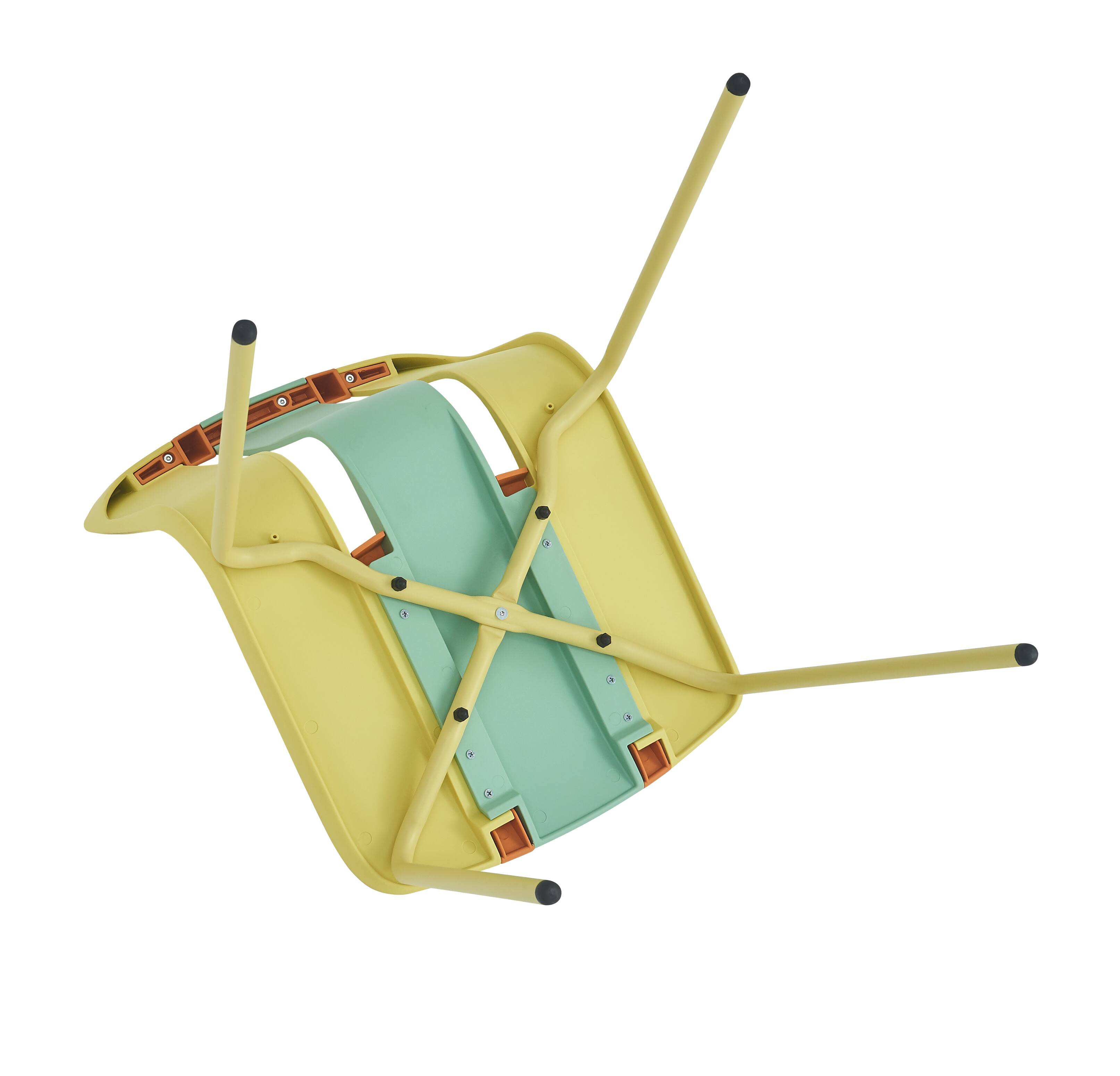 Alt View 5. Mondawe - 4-Pack Modern Striped Color Block Chairs – PP Plastic Seat & Sturdy Metal Legs - Yellow+Green.