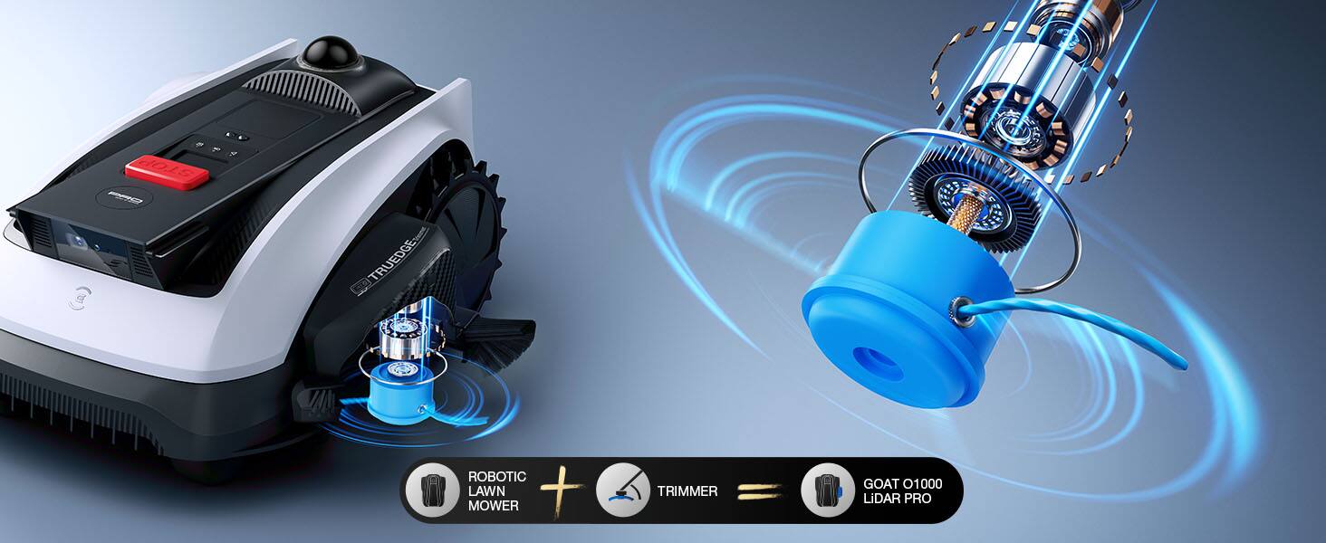 STOP 0 C TRUEDGE ROBOTIC LAWN MOWER + TRIMMER GOAT O1000 LiDAR PRO