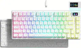 Womier - S-K80 75% Wired Mechanical Keyboard with Color Multimedia Display Gaming Keyboard - White