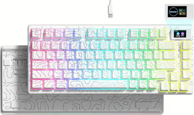 Sure, here is the corrected and grouped text from the image:
**Top Left:**
- WIN
- MAC
**Top Right:**
- Wamier
- A
**Right Side:**
- Configure
- Brightness
- Speed
**Bottom Right:**
- Caps
- Scr
- Win
**Keyboard Layout:**
- Q W E R T Y U I O P
- A S D F G H J K L
- Z X C V B N M
**Other:**
- Tab
- Shift
- Ctrl
- Alt
- Space
This text is organized based on the layout and grouping visible in the image.