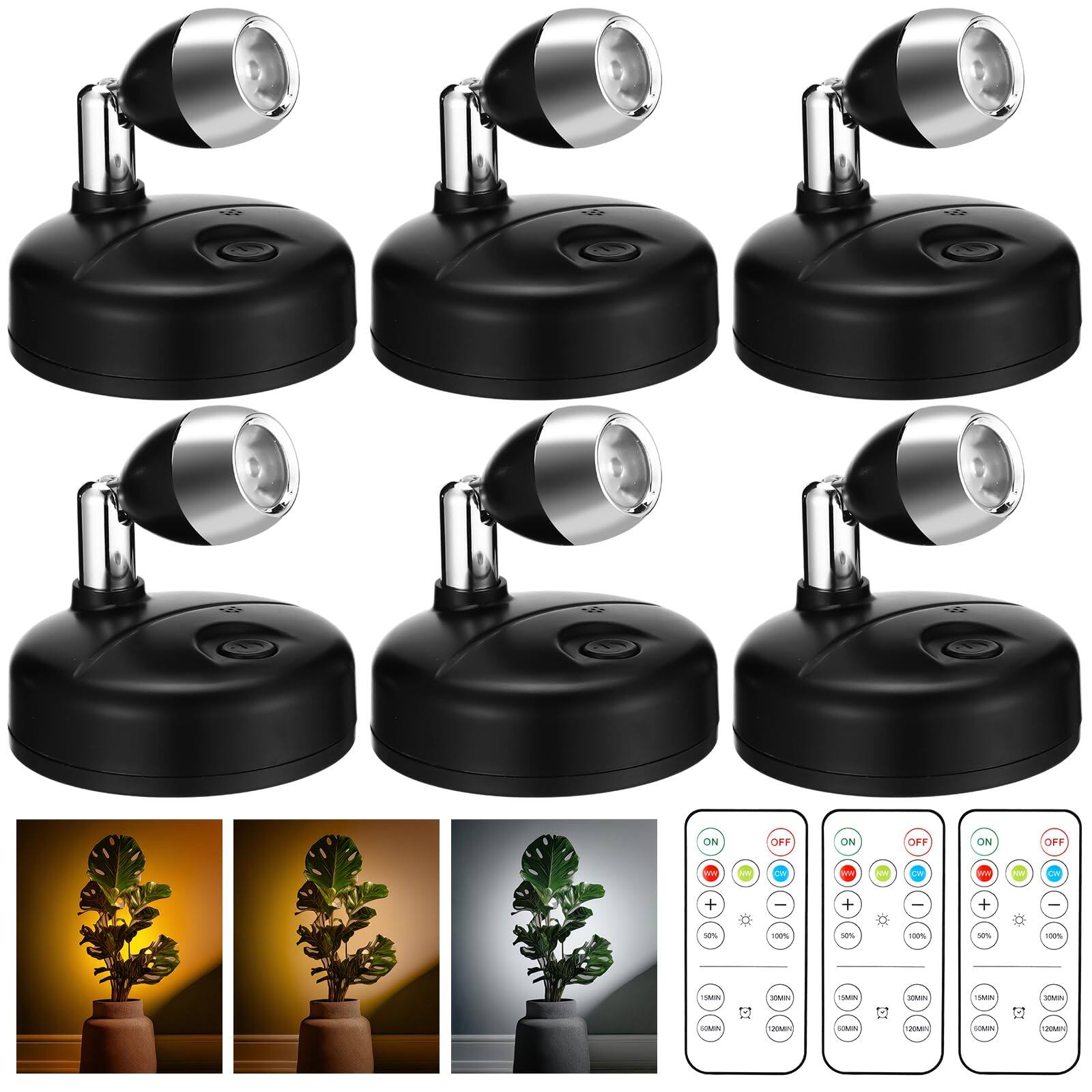 Dazzling Pops 6 Mini Rechargeable Spotlights With 3 Remote Control ...
