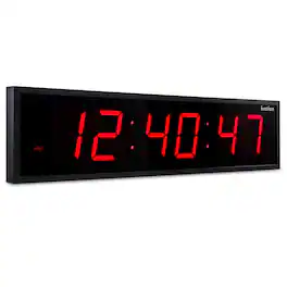 Ivation - Large Digital Clock, 24" Led Wall Clock with 6-Level Brightness & Mounting Hardware - Red