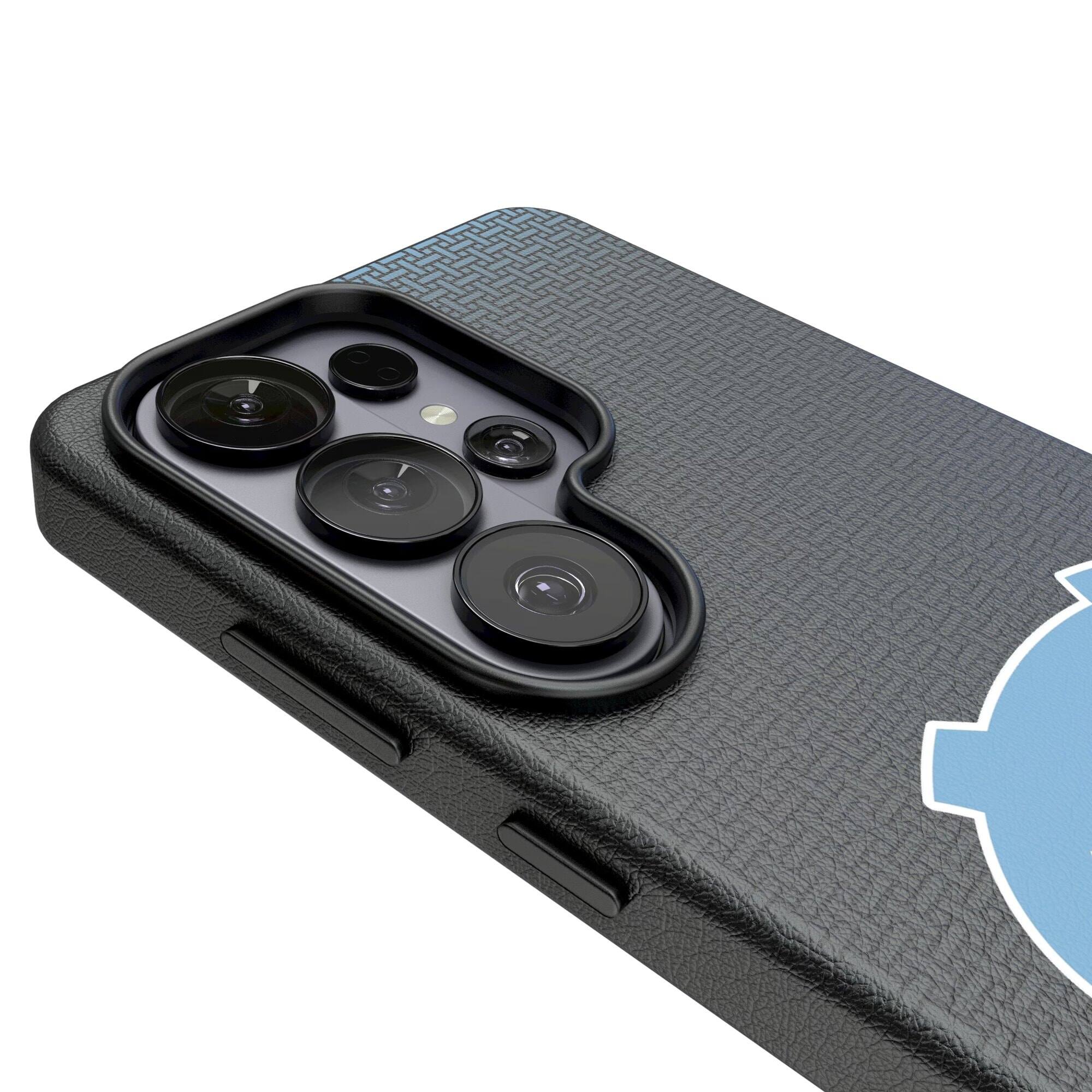 Alt View 2. Keyscaper - North Carolina Tar Heels Linen Galaxy Magnetic Bump Case - S25 Ultra - Black.
