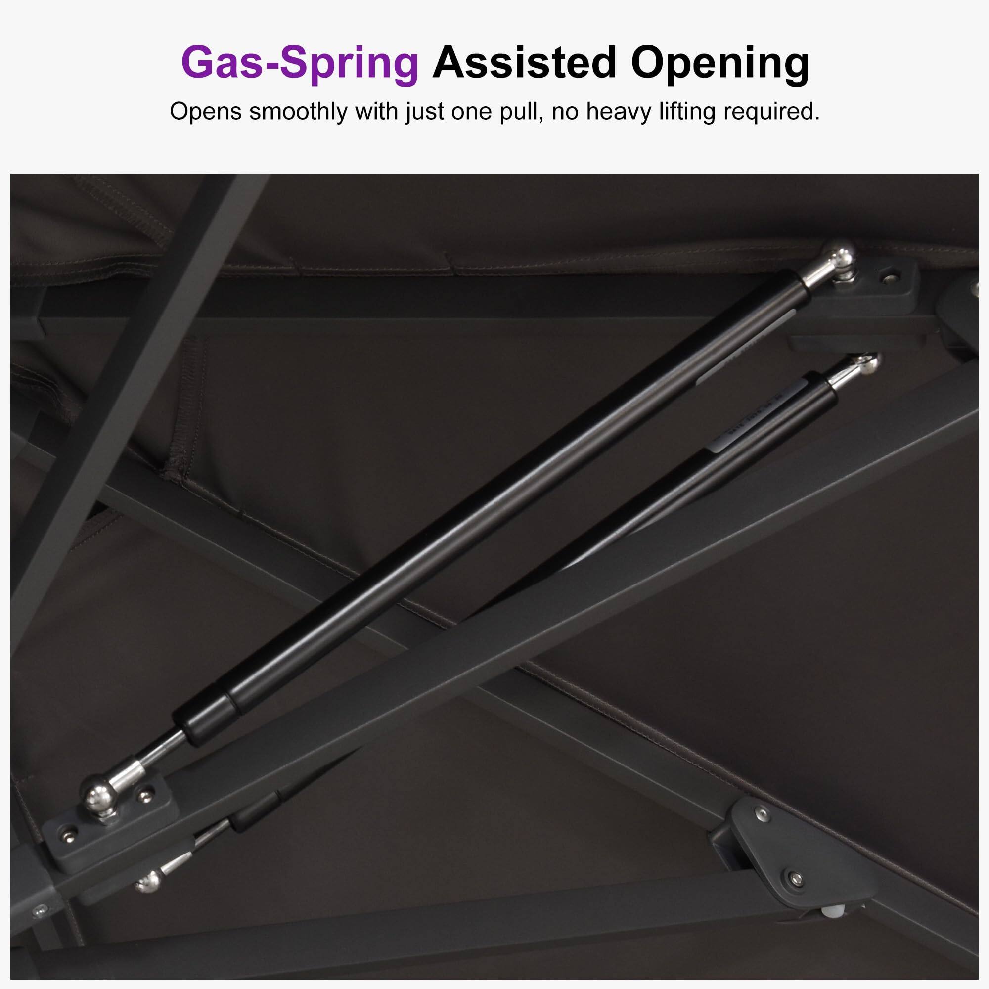 Gas-Spring Assisted Opening  
Opens smoothly with just one pull, no heavy lifting required.