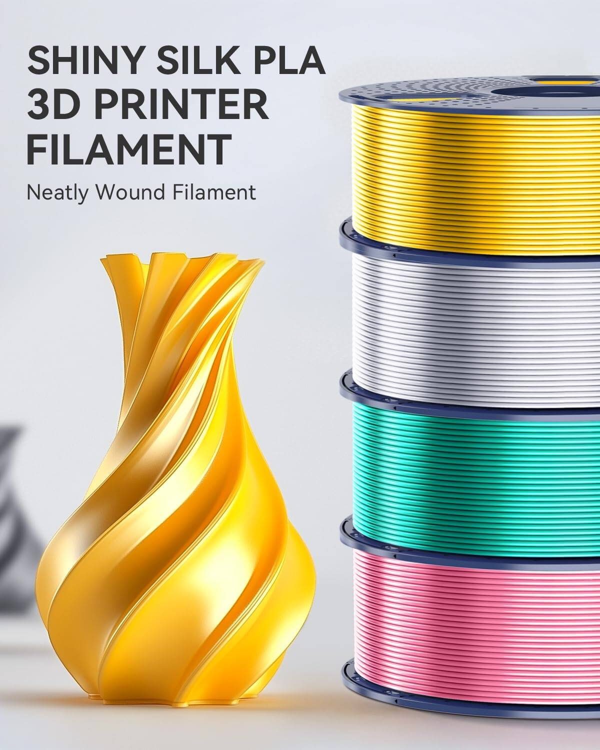 SHINY SILK PLA 3D PRINTER FILAMENT  
Neatly Wound Filament