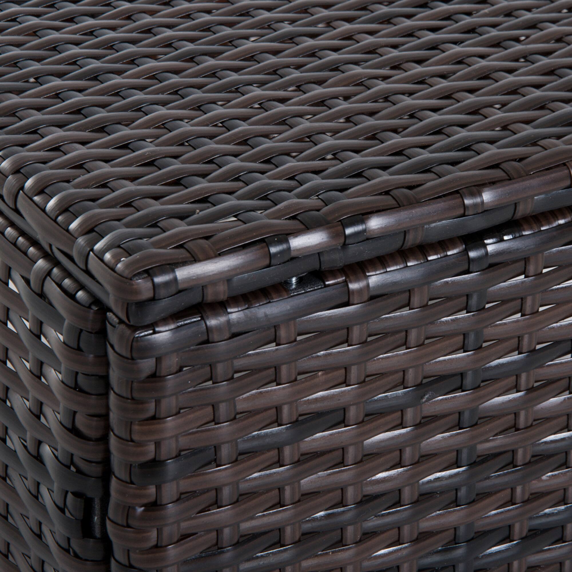 Alt View 8. Outsunny - 20" Patio Wicker Ottoman, Multipurpose Outdoor PE Rattan Footrest, Additional Seating, Side Table with Soft Cushion - Brown.