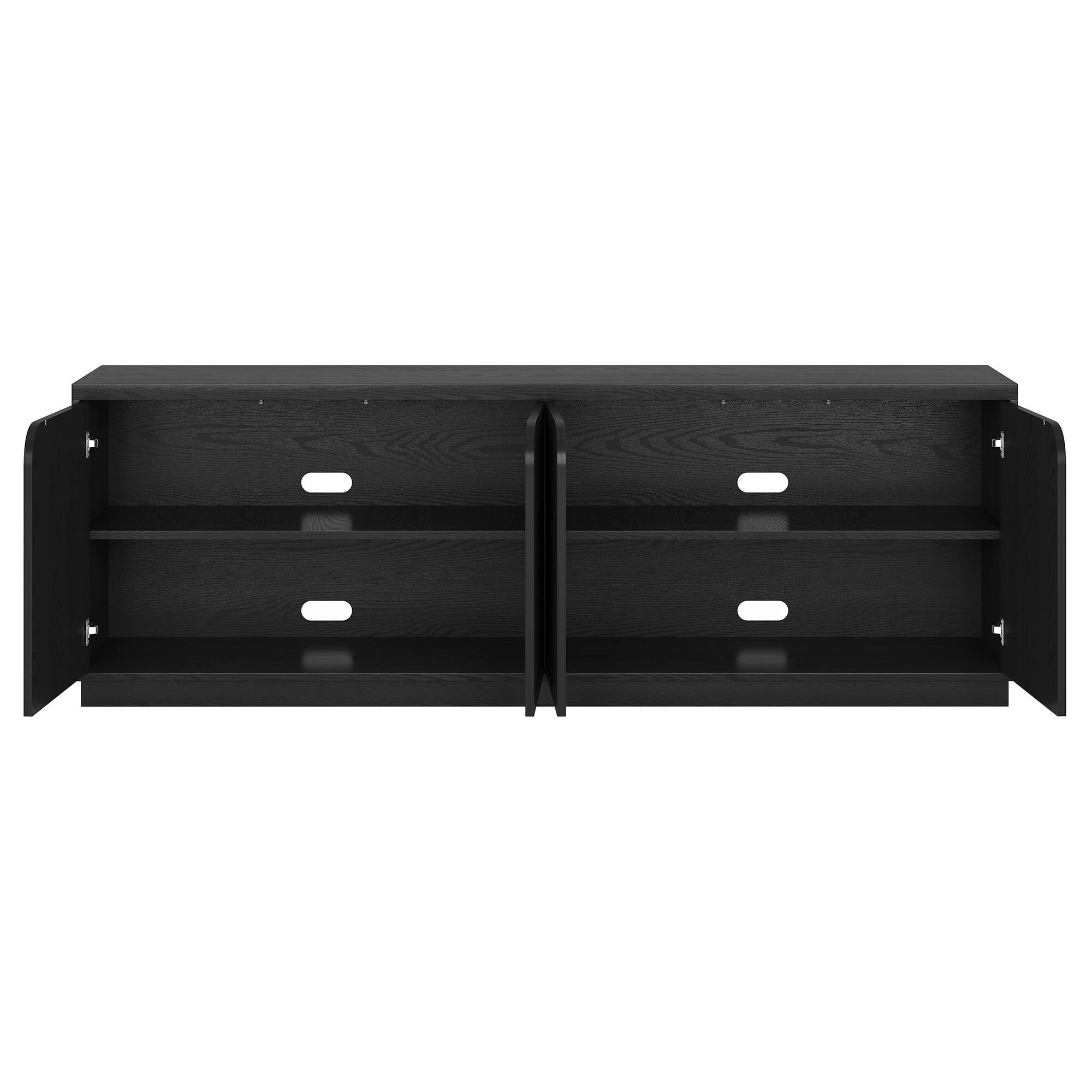 Alt View 1. Hudson&Canal - Fitzroy Rectangular TV Stand for TV's up to 78" in Black Grain - Black Grain.
