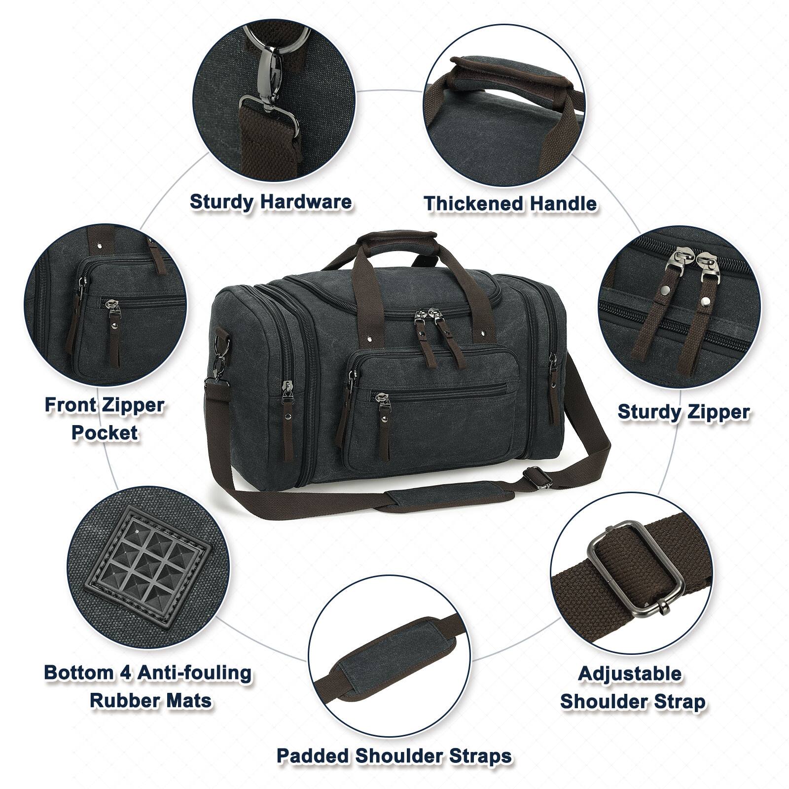 Sturdy Hardware  
Thickened Handle  
Front Zipper Pocket  
Sturdy Zipper  
Bottom 4 Anti-fouling Rubber Mats  
Adjustable Shoulder Strap  
Padded Shoulder Straps