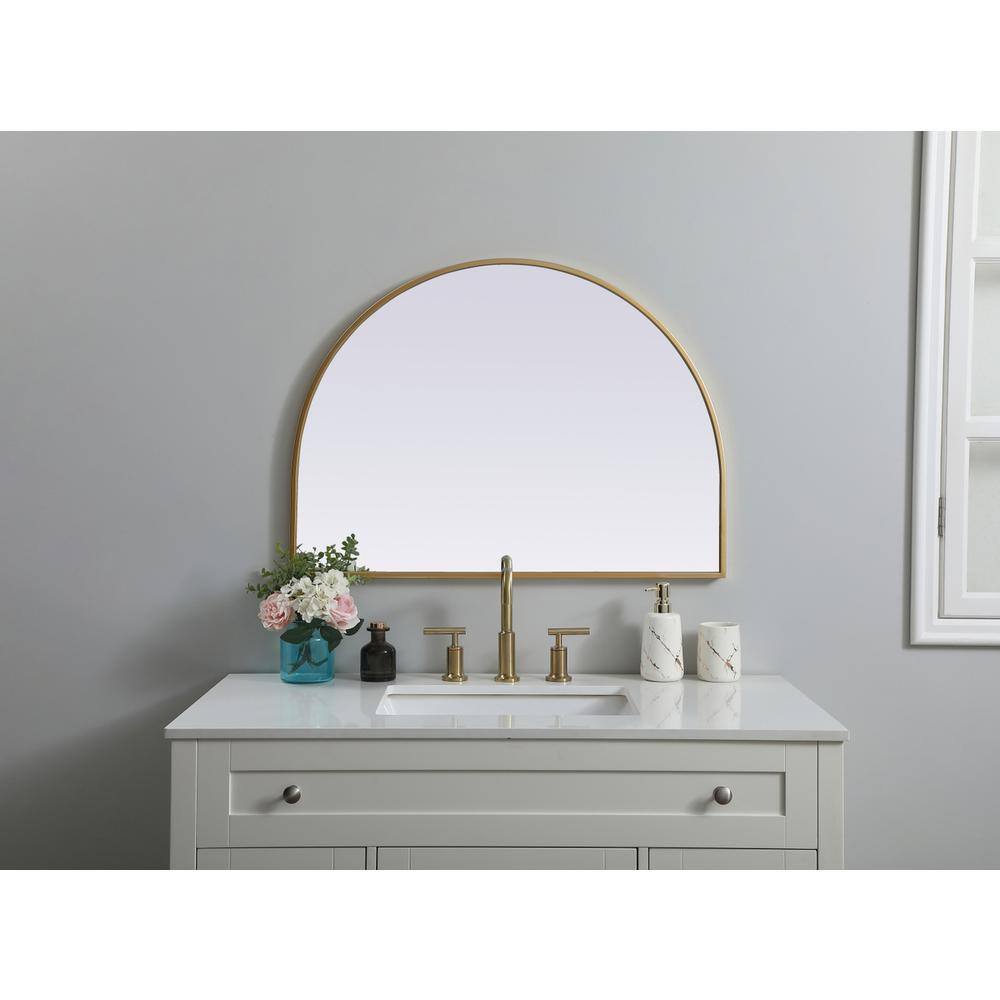 Elegant Decor - Metal Frame Arch Mirror 33x24 Inch - Brass