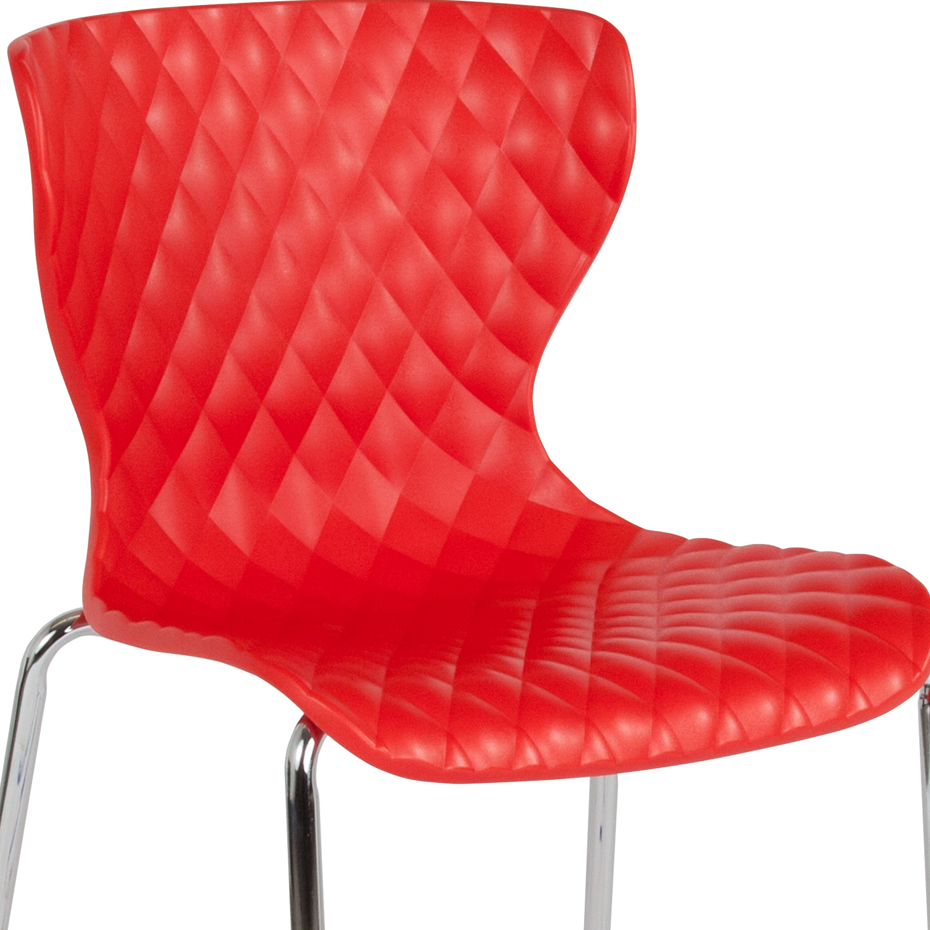 Alt View 10. Emma + Oliver - 4 Pack Contemporary Design Plastic Stack Chair - Red.