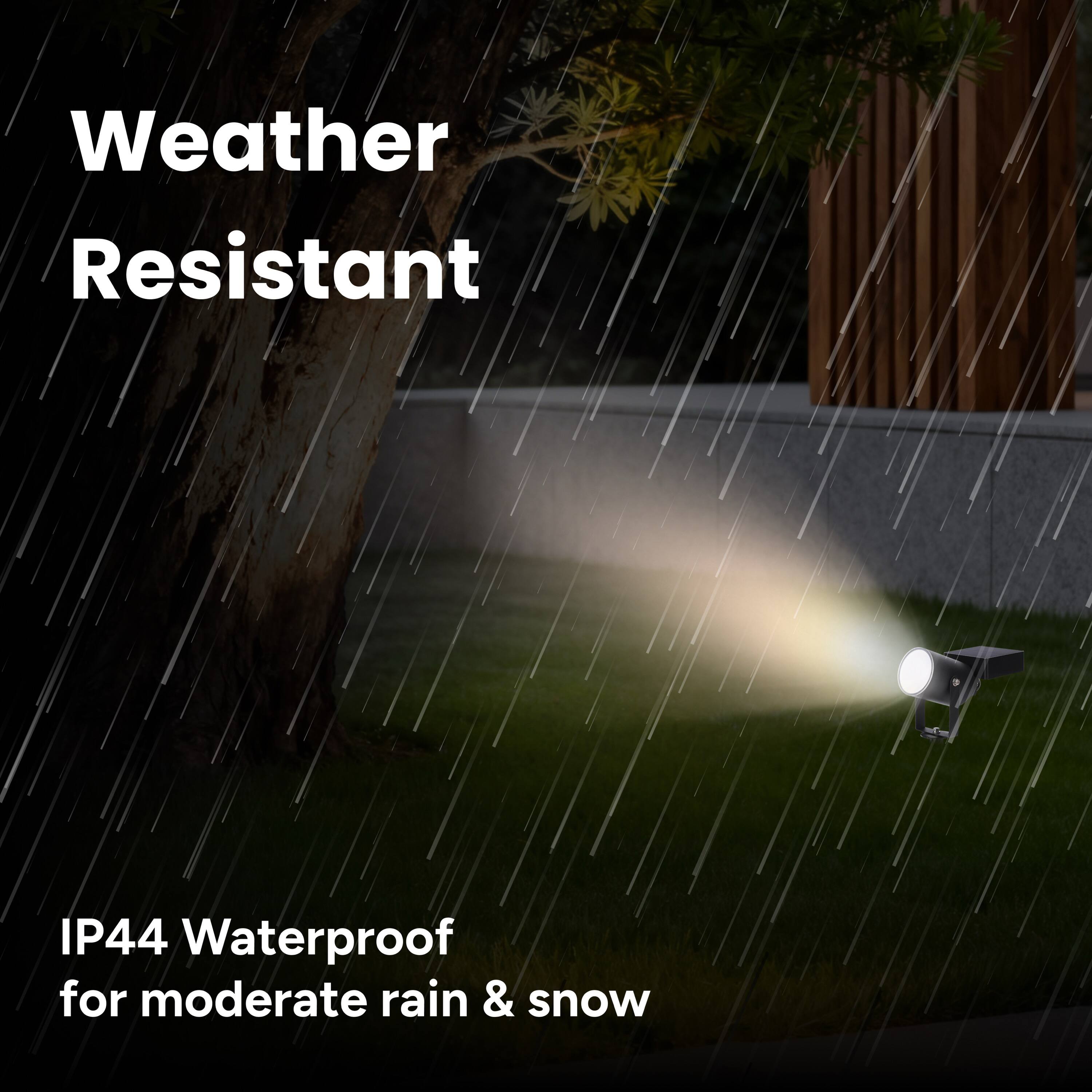 Weather Resistant

IP44 Waterproof for moderate rain & snow
