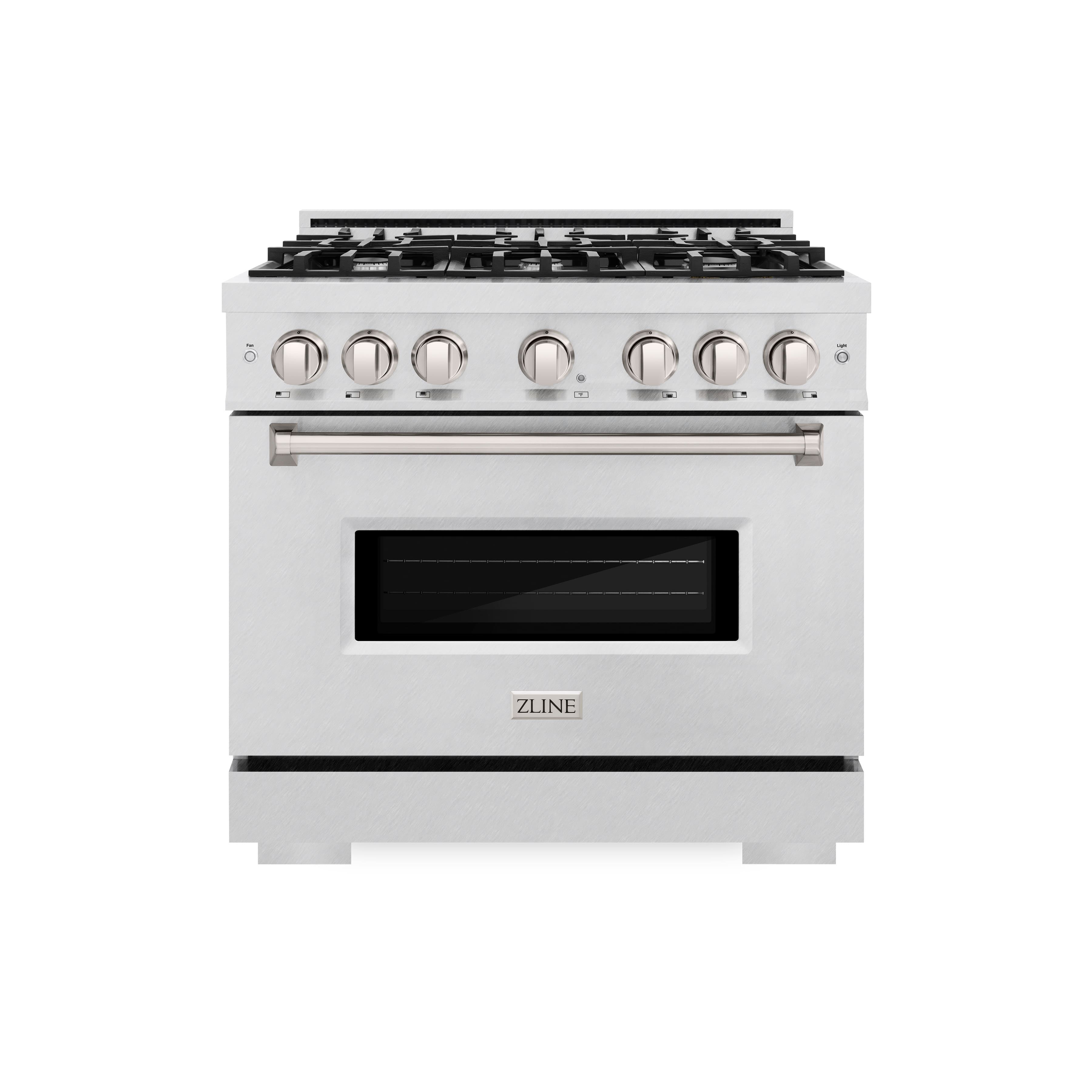 Front. ZLINE - ZLINE 36 in. Classic Dual Fuel Satin Steel Stainless Range w/ 6 Burners & Convection Oven (CDRS-36) - Stainless Steel.
