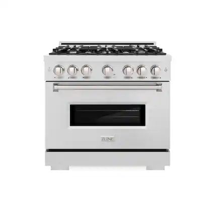 Front. ZLINE - ZLINE 36 in. Classic Dual Fuel Satin Steel Stainless Range w/ 6 Burners & Convection Oven (CDRS-36) - Stainless Steel.
