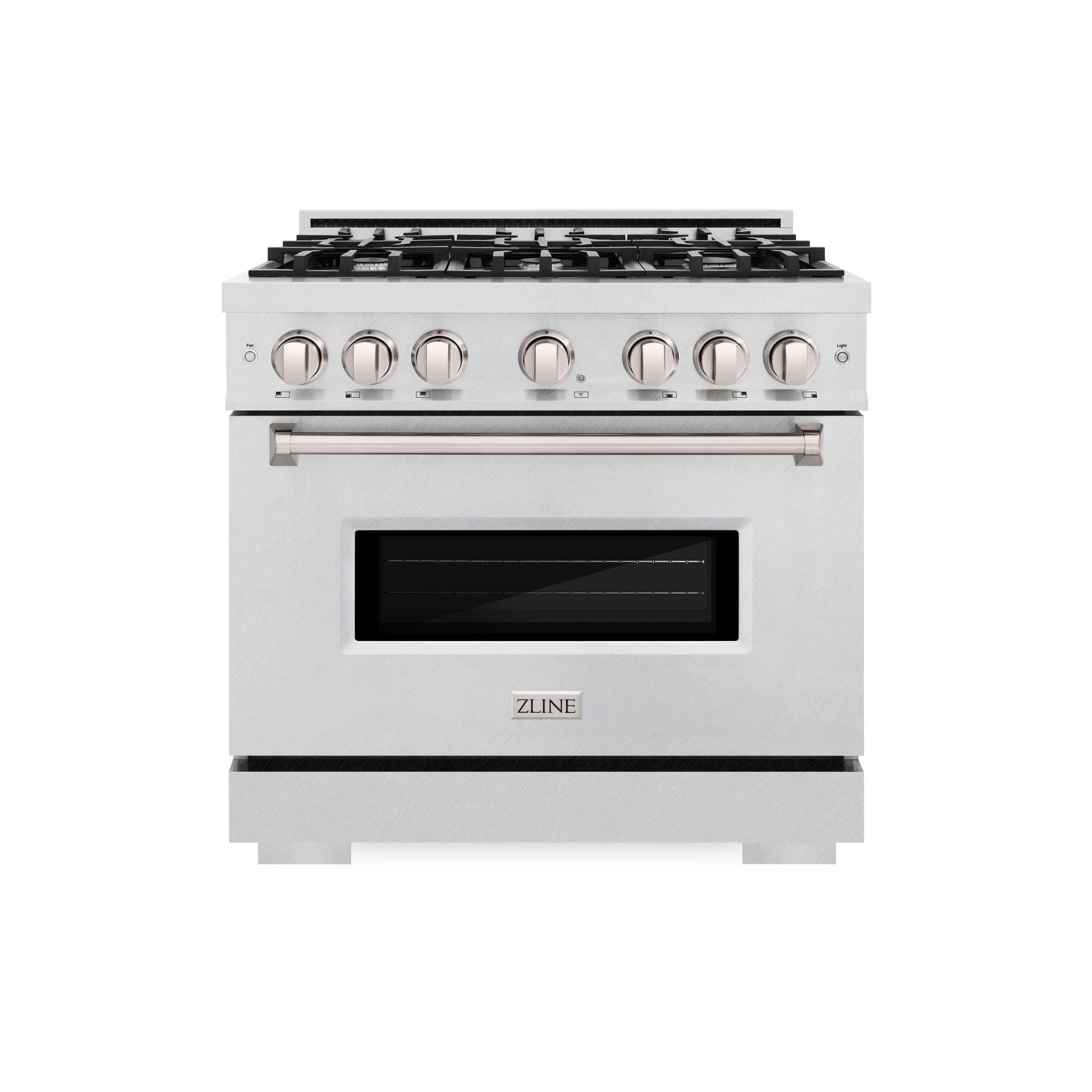Front. ZLINE - ZLINE 36 in. Classic Dual Fuel Satin Steel Stainless Range w/ 6 Burners & Convection Oven (CDRS-36) - Stainless Steel.