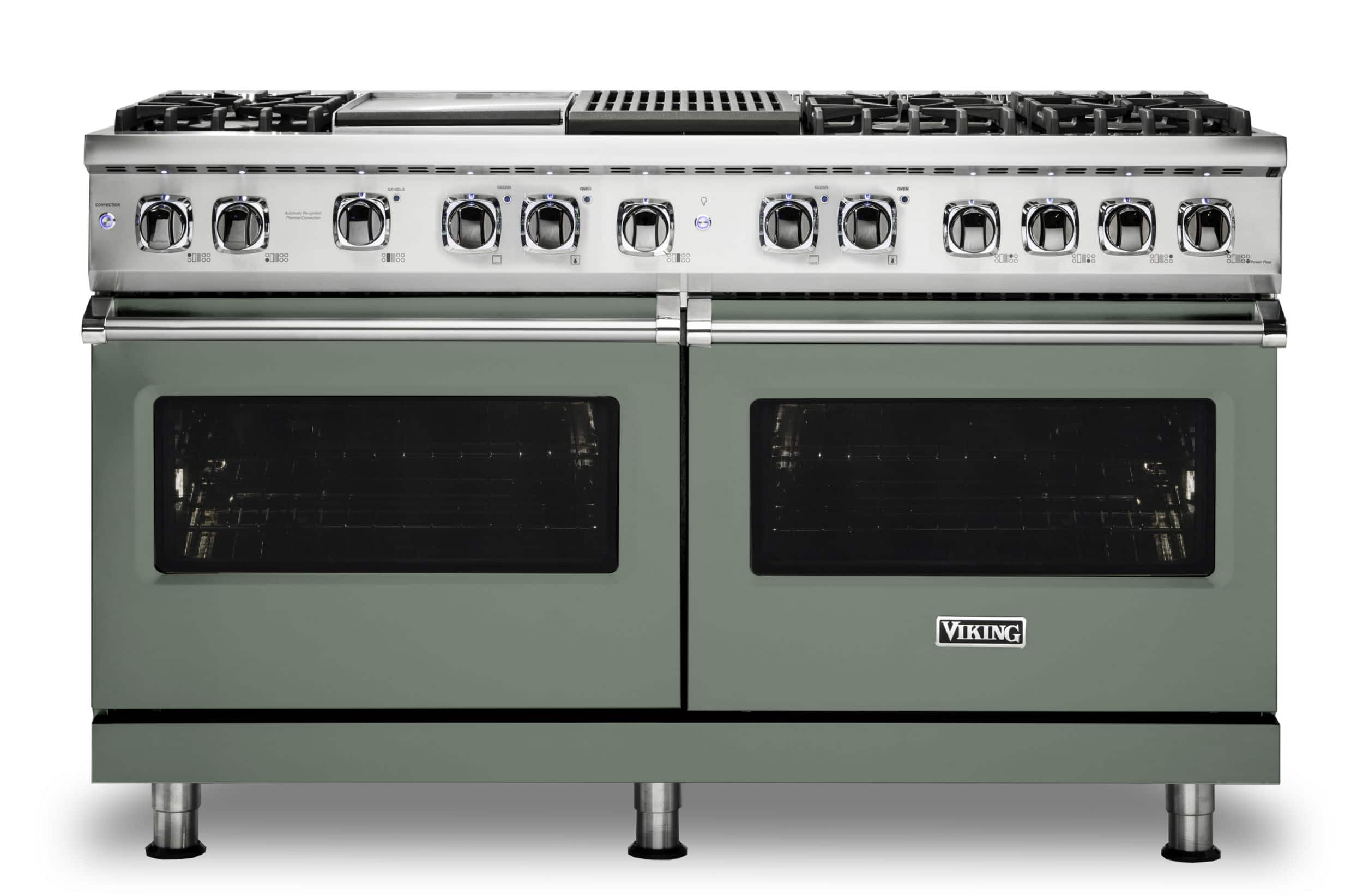 Viking - 5-Series Dual Fuel Self-Clean 60"W Sealed Burner Range - Eucalyptus - Front_Zoom