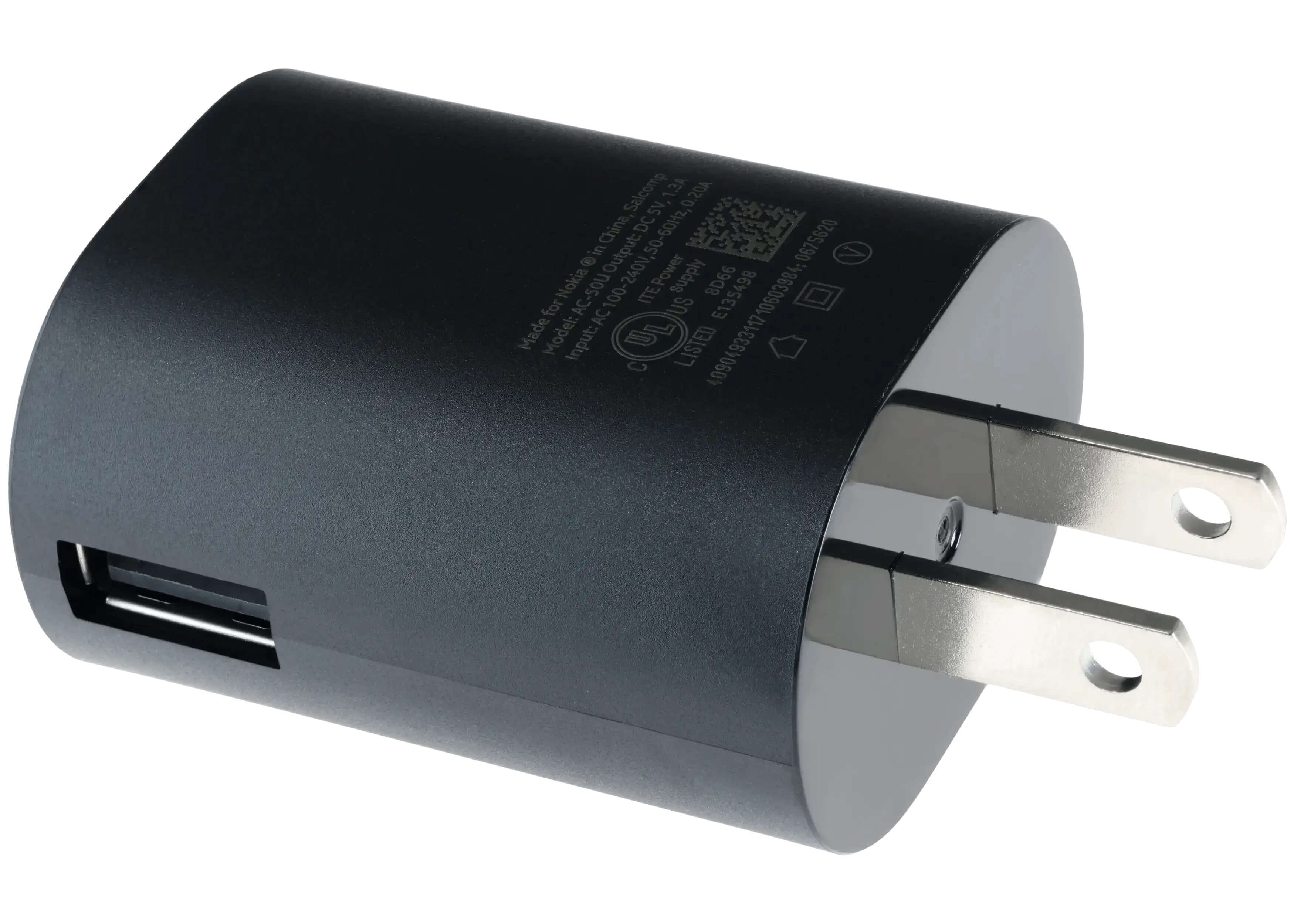 USB Type A / USB-A Nokia Wall Power Charging Adapter (100-240v) (OEM) - Black - Black