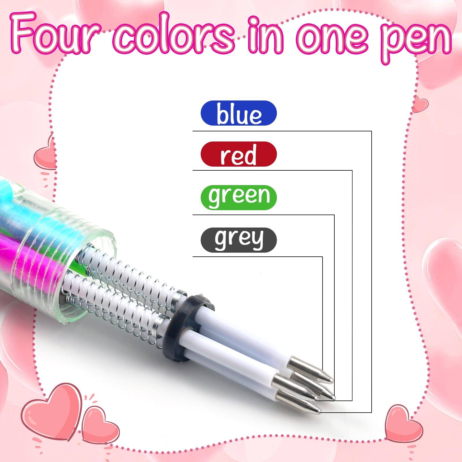 Four colors in one pen

- blue
- red
- green
- grey