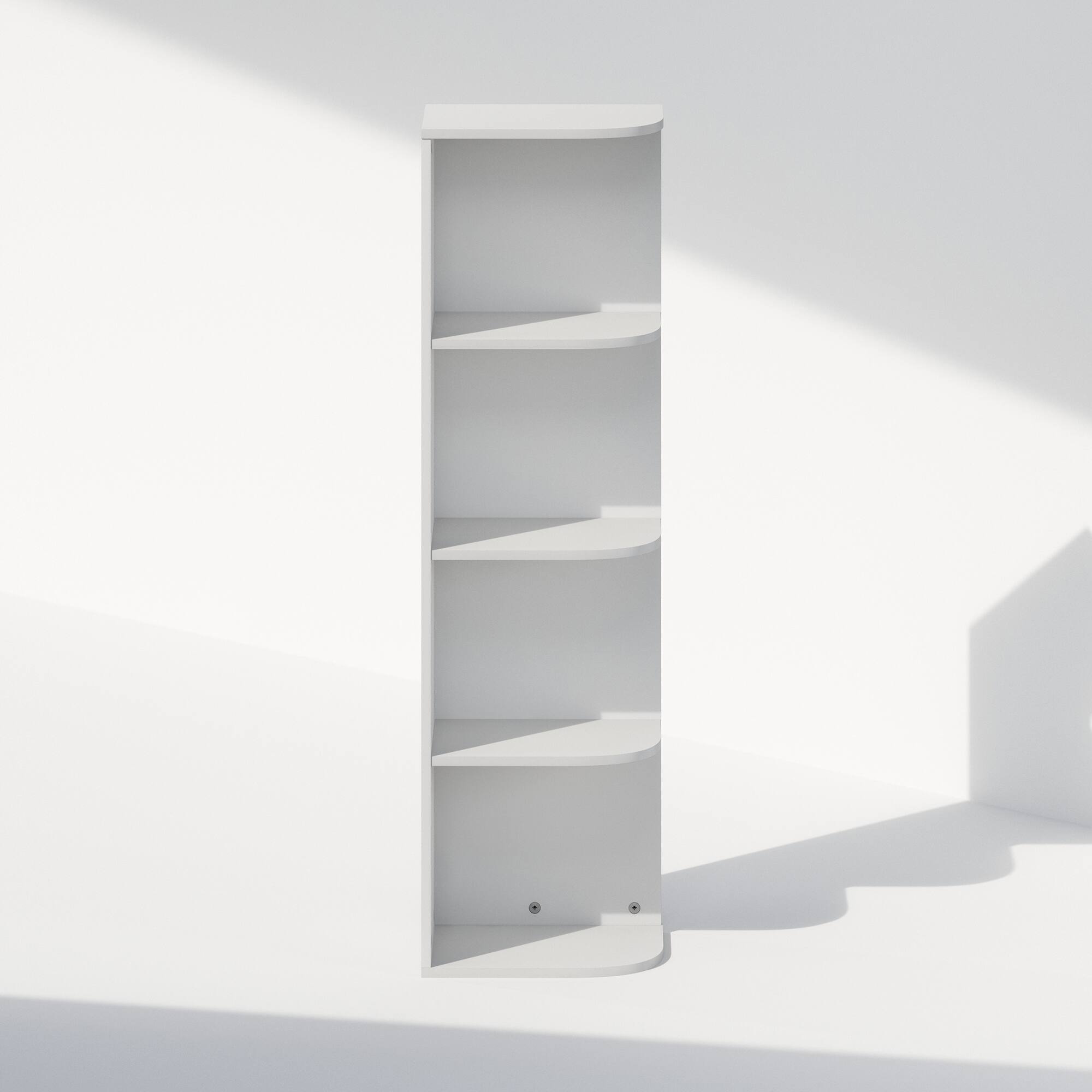 Alt View 2. Furinno - Reed 4-Tier Space Saving Corner Storage Display Shelf, Bookshelf, White - White.