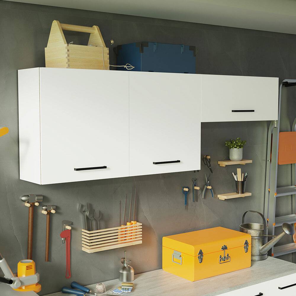 Angle. Madesa - Madesa Garage and Utility Room Storage Set 47"L Wall Cabinet with 3 Doors - White - White.
