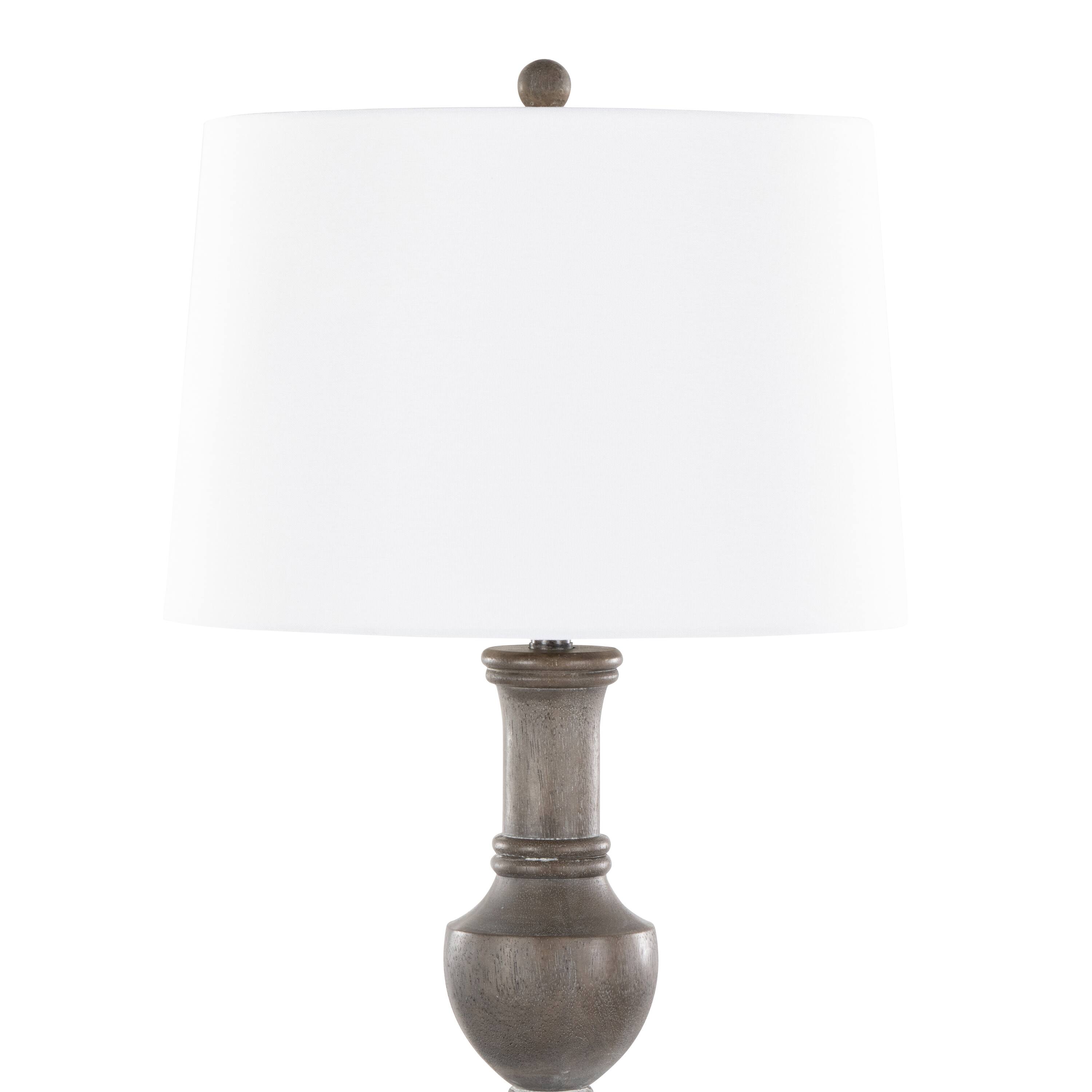 Alt View 1. Loheer - Loheer 61.5" Contemporary Polyresin Floor Lamp Acid Grey Wood Finish White Linen Shade - White.