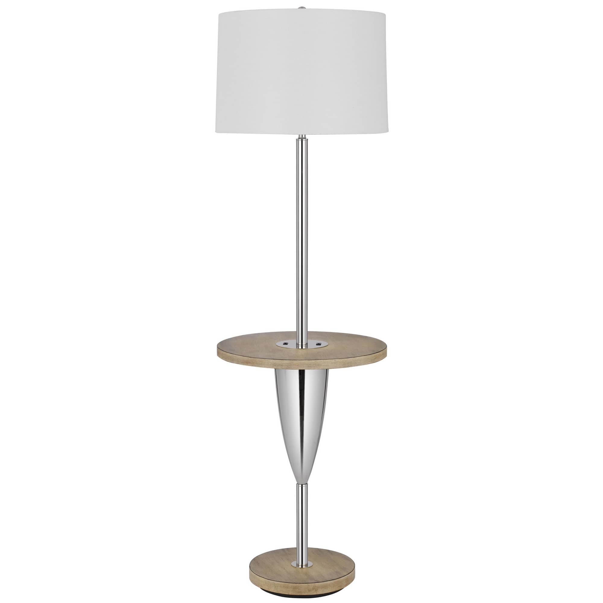 Manhattan Lane - Charlie 61 Inch Modern Floor Lamp, Wood Table, 1 USB
