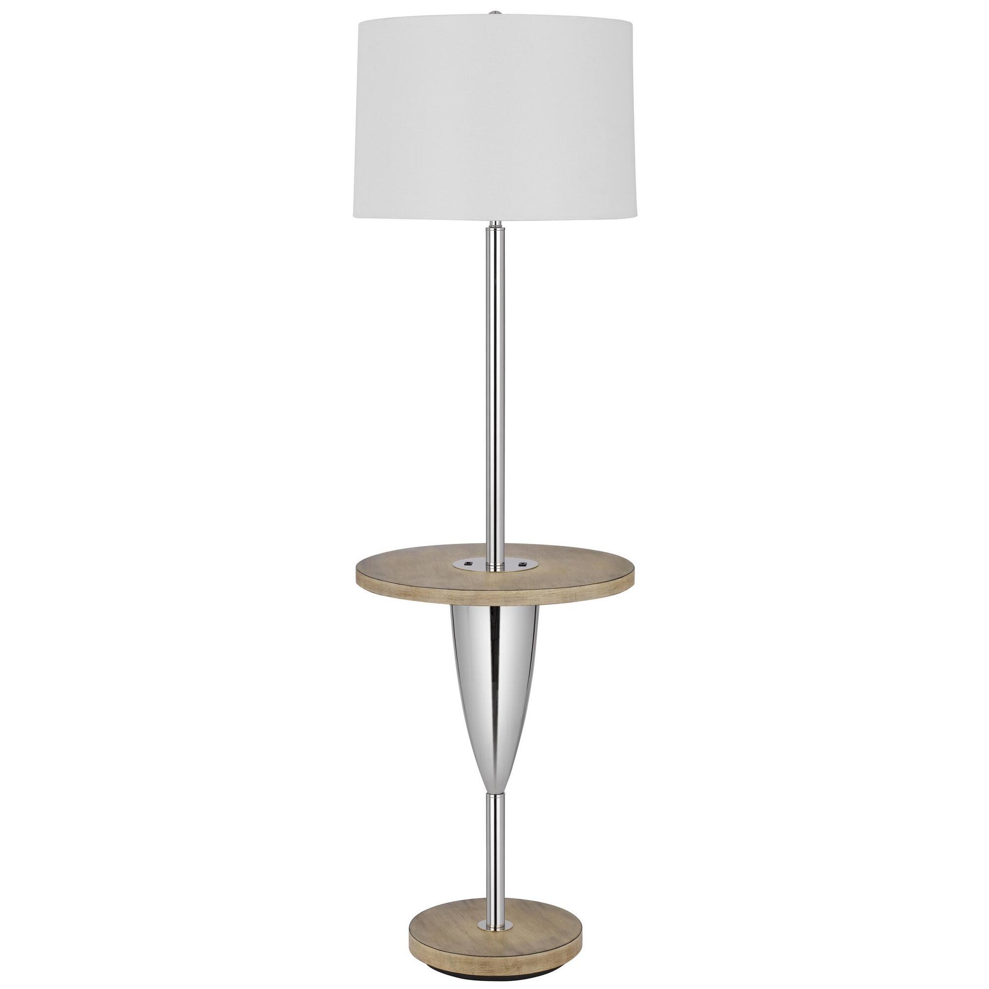 Front. Manhattan Lane - Charlie 61 Inch Modern Floor Lamp, Wood Table, 1 USB.