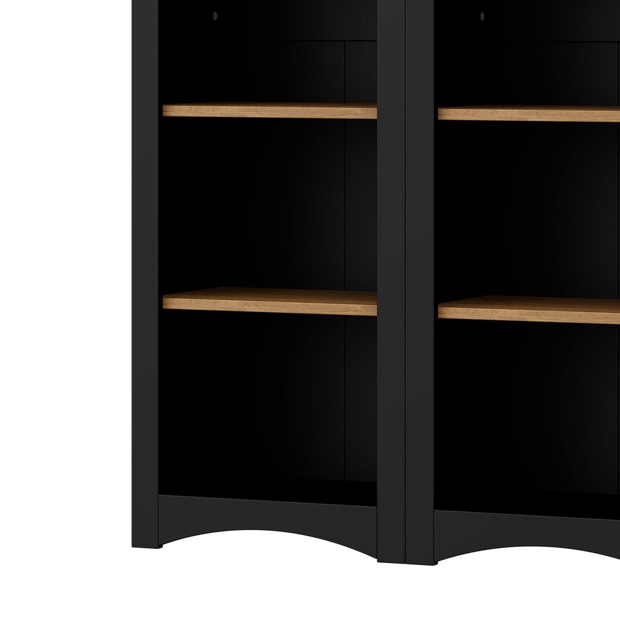 Alt View 7. APRILSOUL - Free Standing 5 Tier Bookshelves Set of 2 Farmhouse 72H Black Living Room Home Office - Black.