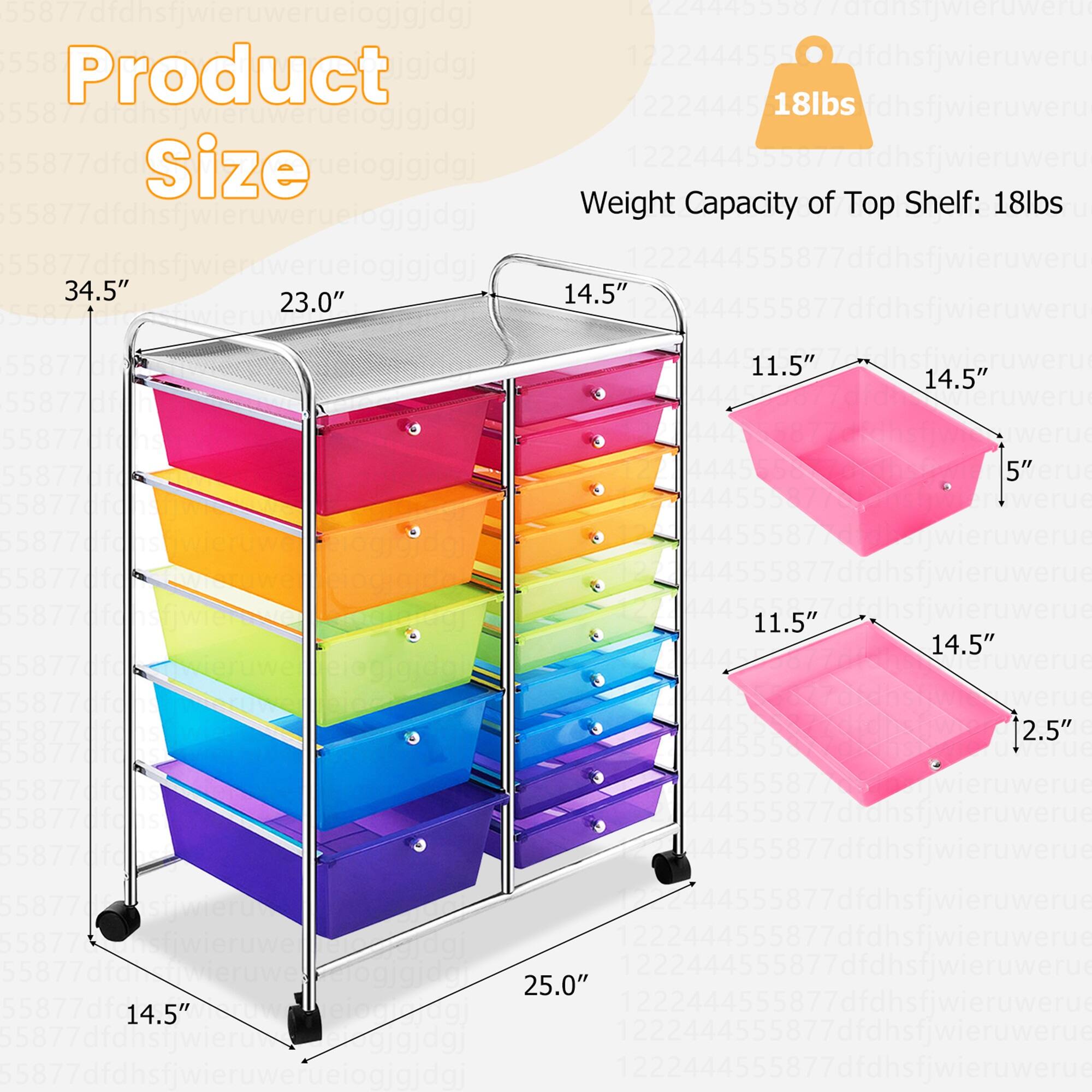 Product Size: 18lbs of weight capacity on top shelf. 34.5" of height, 23.0" of width, 14.5" of depth. 11.5" of height, 14.5" of width, 55877 of depth. 5" of height, 11.5" of width, 14.5" of depth. 12.5" of height, 444555877 of width, 14.5" of depth.