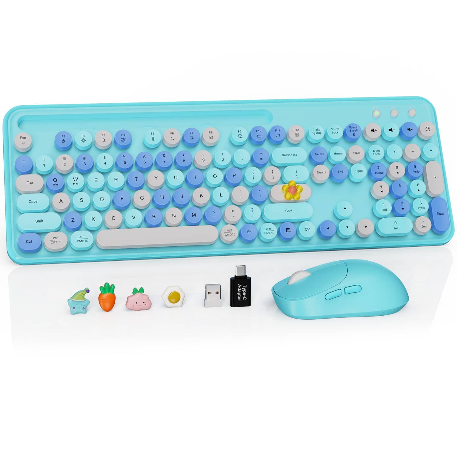 PRIMEPLUS - Wireless Keyboard & Mouse, Round Keycaps, Magnetic Wrist Rest, Retro Typewriter, 2.4G, Auto Sleep, Purple, Mac/Windows - Ice Blue price history on PriceWatchPro