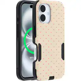 OtterBox - Artist Edition MagSafe Commuter Series Case for iPhone 16 - Sandstone Pink Hearts