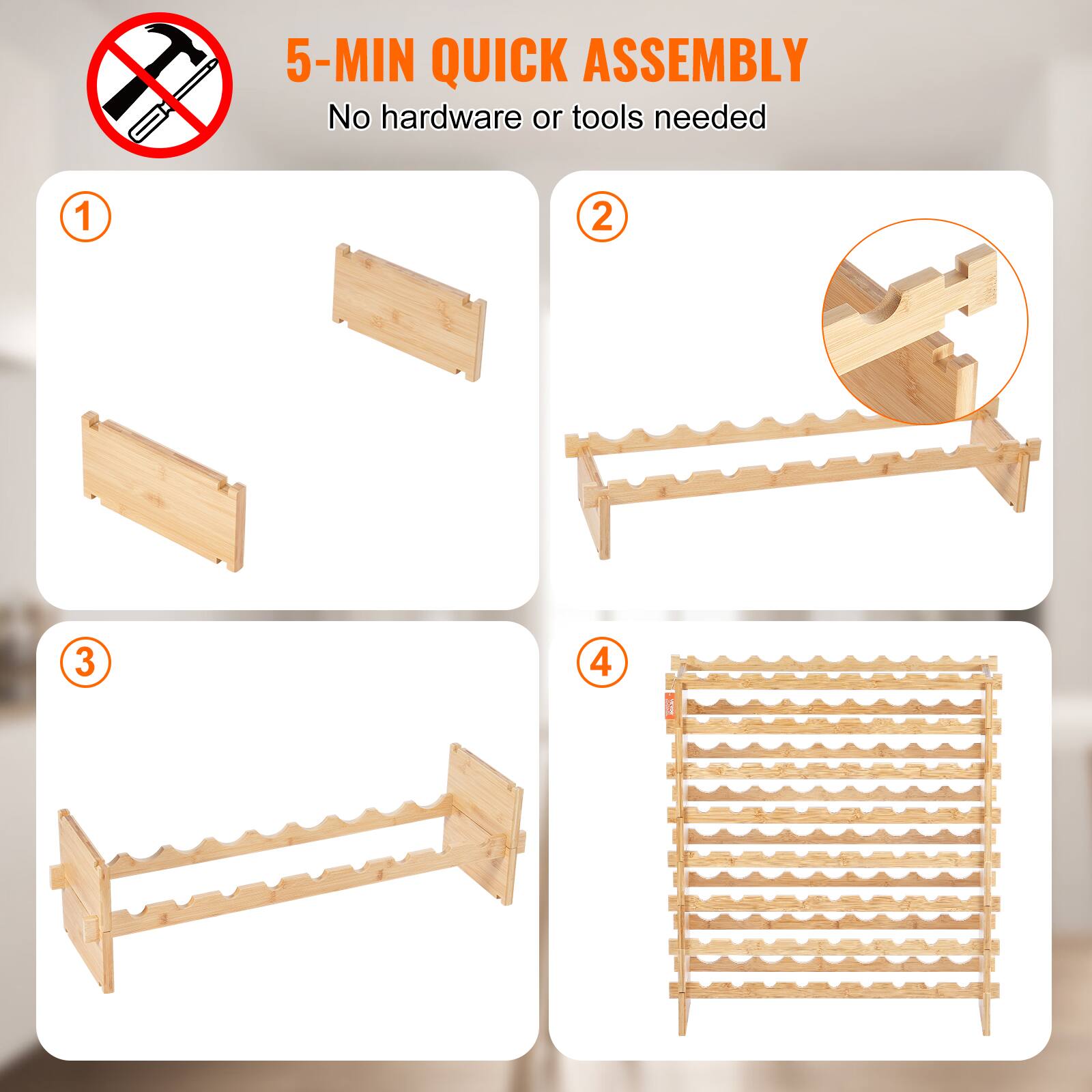 5-MIN QUICK ASSEMBLY  
No hardware or tools needed  

1  
2  
3  
4