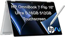 HP - OmniBook 7 Laptop Computer 16" FHD+ Touch Screen Intel Core Ultra 5 226V 16 GB - Glacier silver aluminum