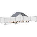 Front. Pawhut - Large Chicken Coop with Waterproof, Anti-UV Cover, Spire Shaped Walk in Hen House for Outdoor Yard Farm Use - Silver.