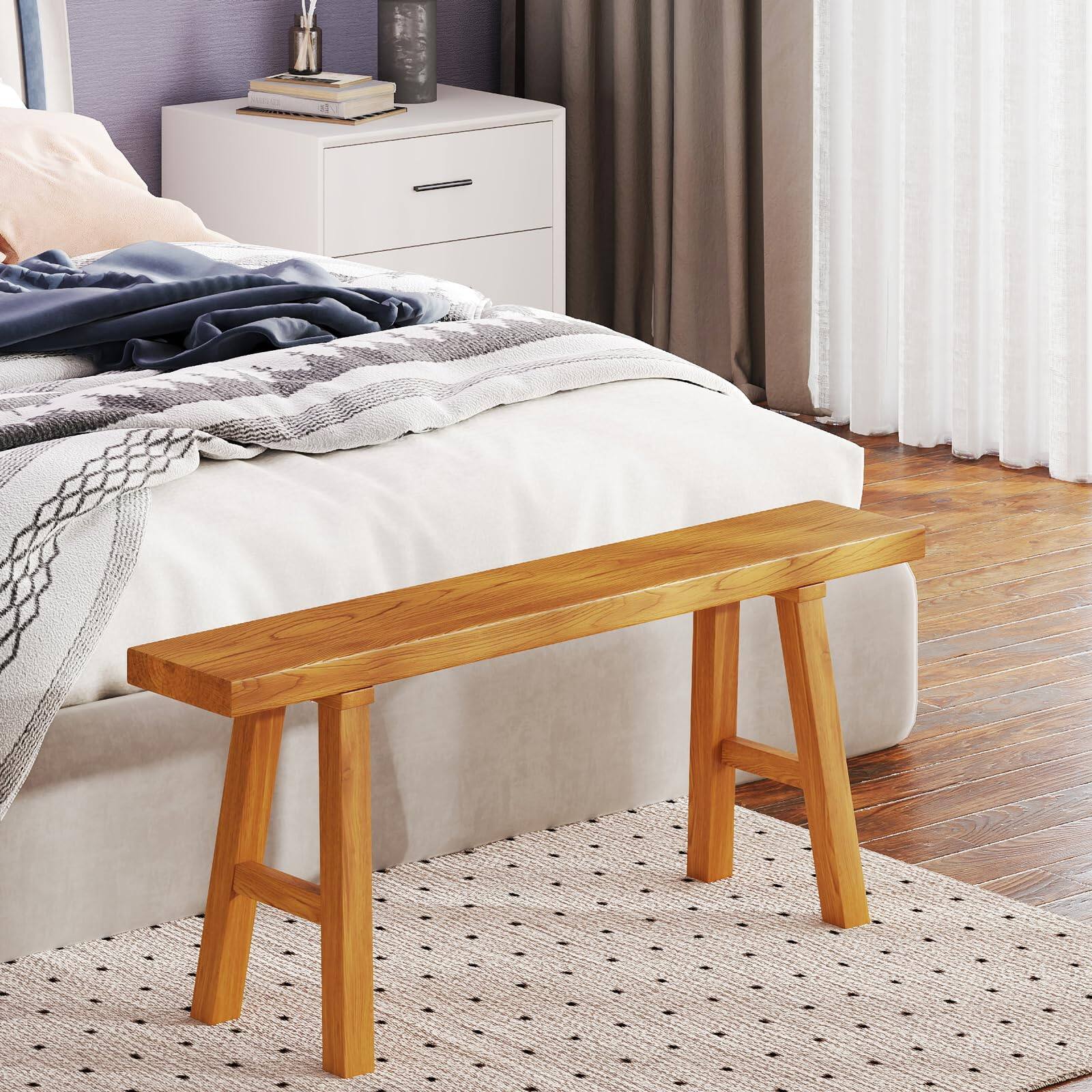 Fabibe - Farmhouse Wood Bench Natural Handmade Solid Noodle Long - Default