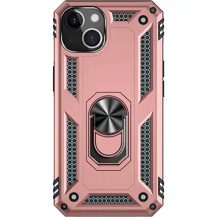 Front. SaharaCase - Kickstand with Belt Clip Case for Apple iPhone 13 and iPhone 14 - Rose Gold.