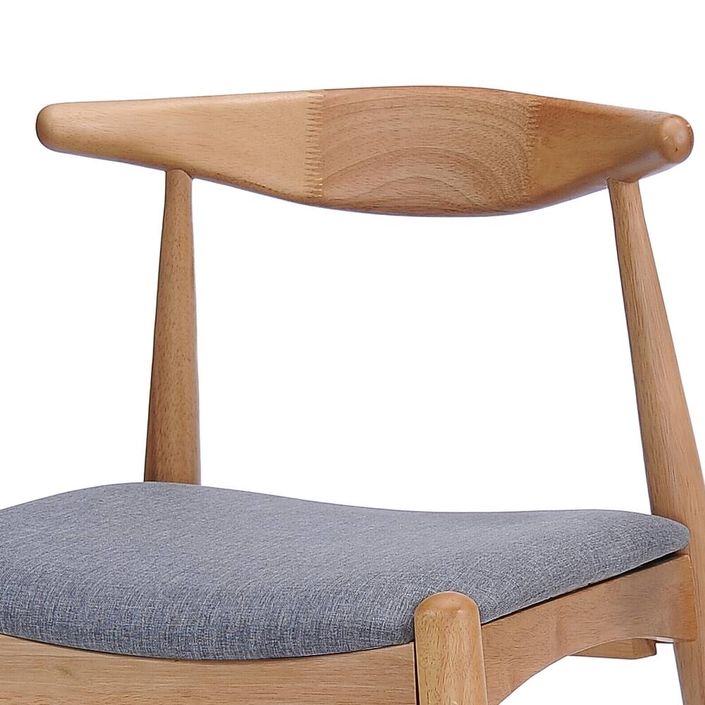 Alt View 2. Loheer - Loheer Set of 2 Rubberwood Dining Chairs Ergonomic Backrest Cushioned Solid Wood Frame Natural Gray - Natural+Gray.