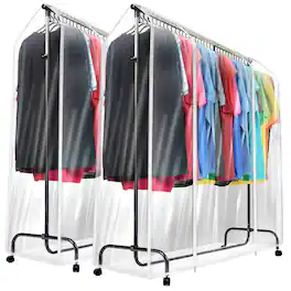 Sorbus - Cover for Garment Rack - 6 Ft Transparent Clothes Rack Cover, Garment Coat Hanger Protector Dustproof Waterproof - Frosted White 2 Pack