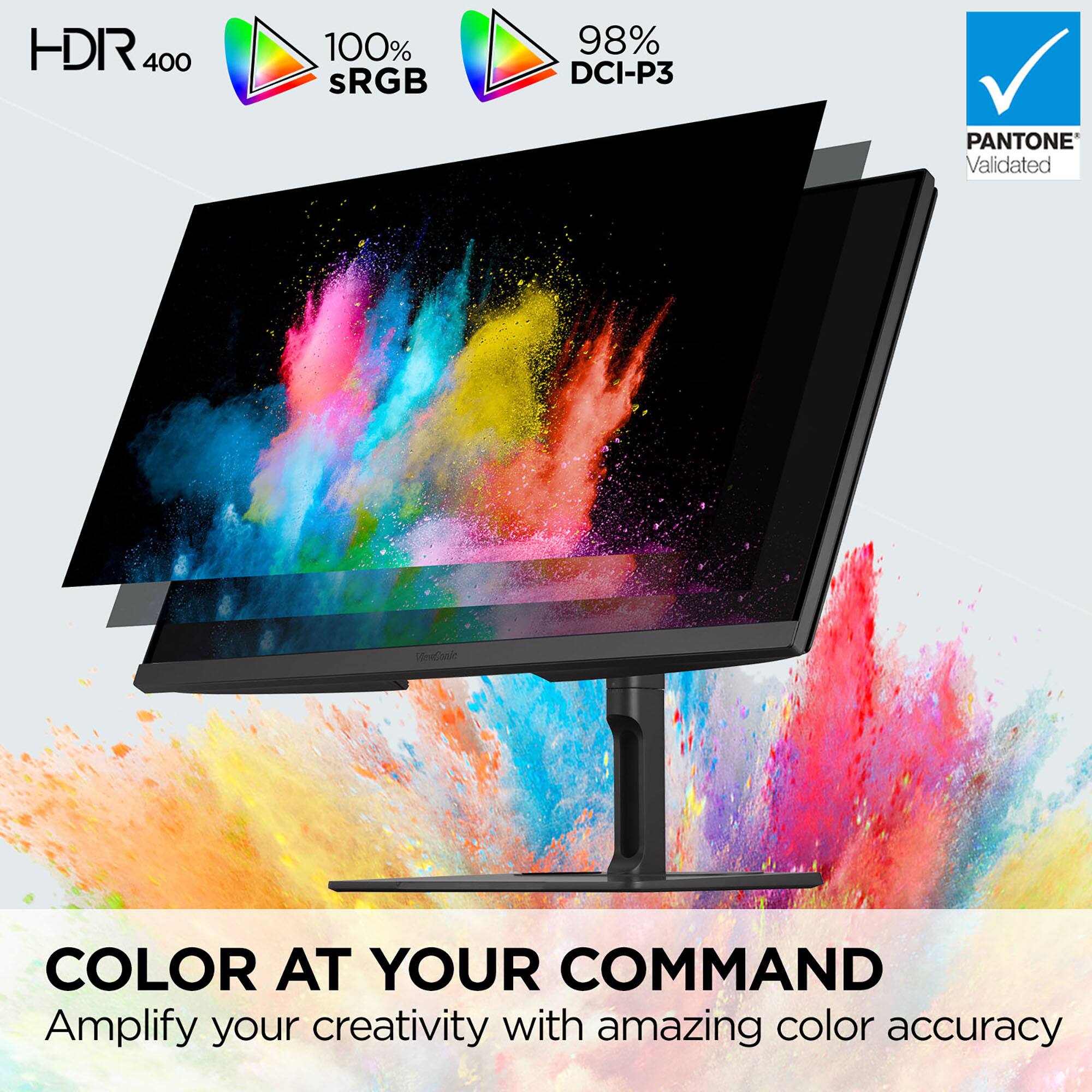HDR 400  
100% sRGB  
98% DCI-P3  
PANTONE Validated  

COLOR AT YOUR COMMAND  
Amplify your creativity with amazing color accuracy