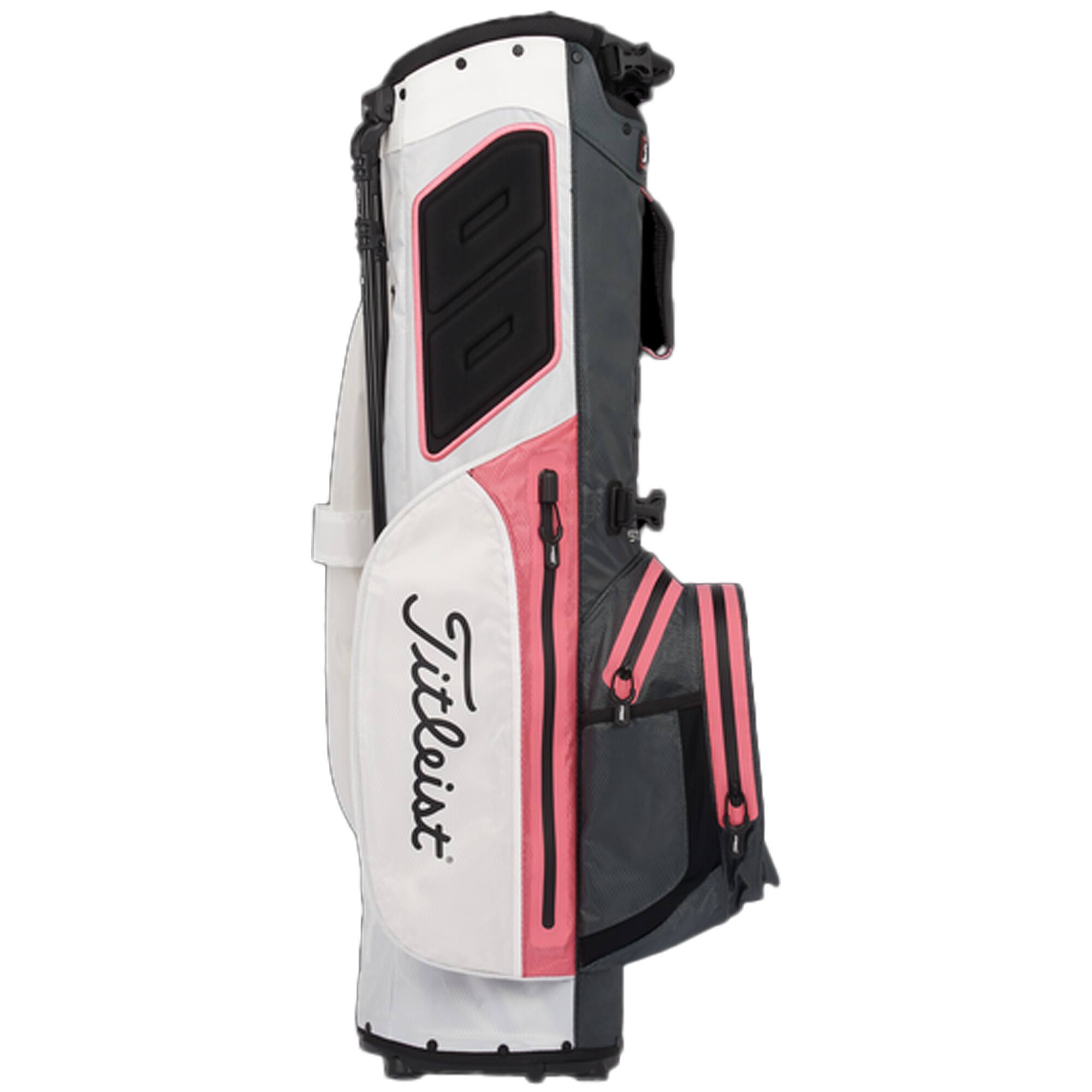 Alt View 10. Titleist - Titleist Players 4 StaDry Waterproof Golf Bag with Stand and Strap, Coral/ Gray - White/Charcoal/Coral.