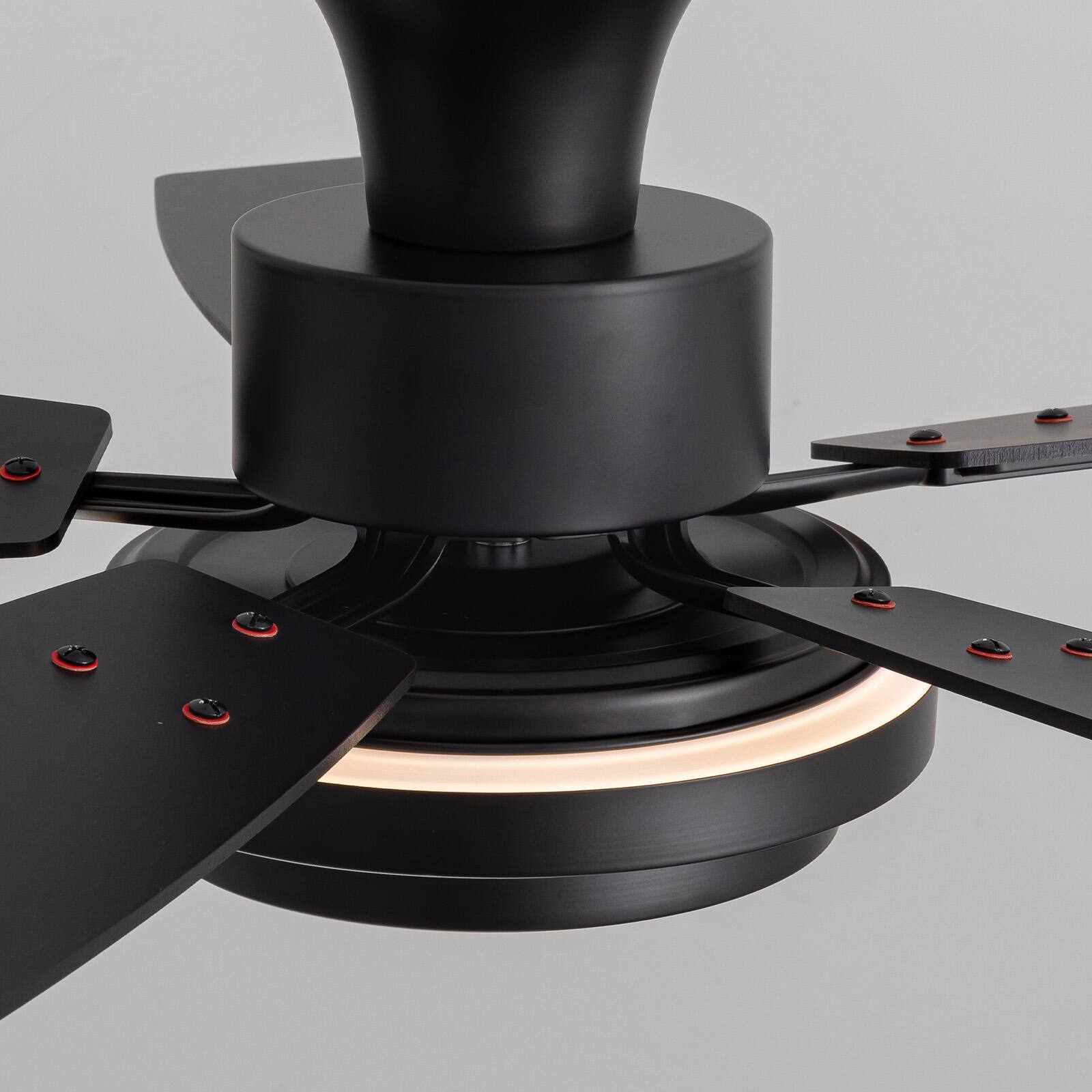 Alt View 7. Siljoy - 42 Inch Black Flush Mount LED Ceiling Fan - Low Profile for Bedroom Living Room - Gloss Black.