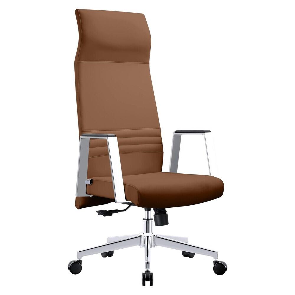 Front. LeisureMod - Adorit Office Chair Ergonomic Mid-Back Mesh Computer Chair with Swivel & Tilt Comfortable Desk Chair - Dark Brown.