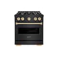 ZLINE - 30 in. Wide 4 Burner Autograph Classic Black Stainless Gas Range with Gold Accents (CGRBZ-30-G) - Black Stainless Steel