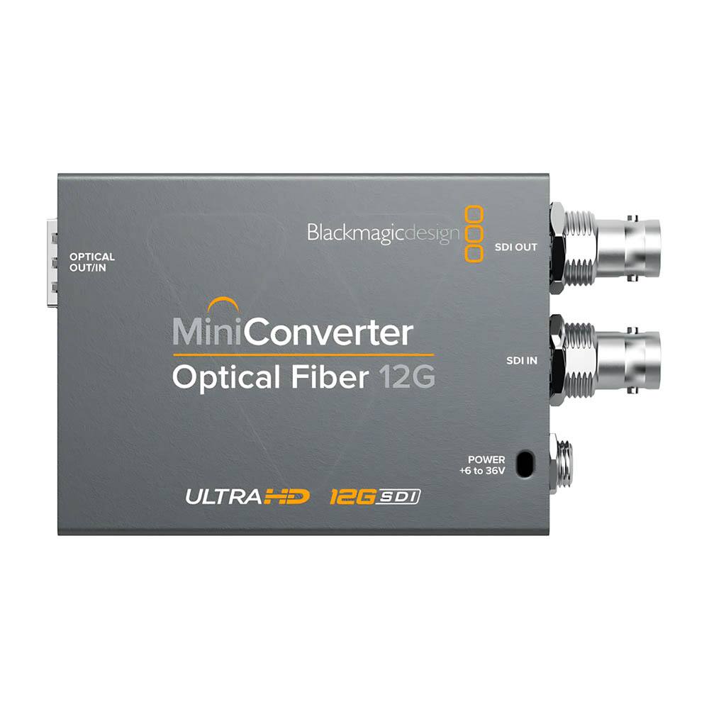 OPTICAL OUT/IN  
Blackmagicdesign  
MiniConverter Optical Fiber 12G  
SDI OUT  
SDI IN  
POWER +6 to 36V  
ULTRA HD 12G SDI