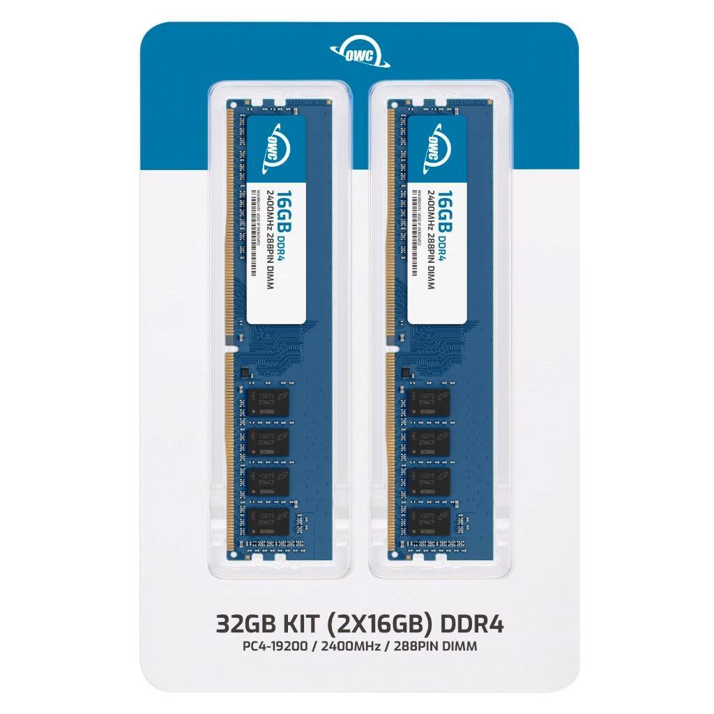 OWC NHN X19EE IN- OWC 2400MHz 16GB 288PIN DDR4 DIMM  
OWC 2400MHz 16GB 288PIN DDR4 DIMM  
32GB KIT (2X16GB) DDR4 PC4-19200 / 2400MHz / 288PIN DIMM