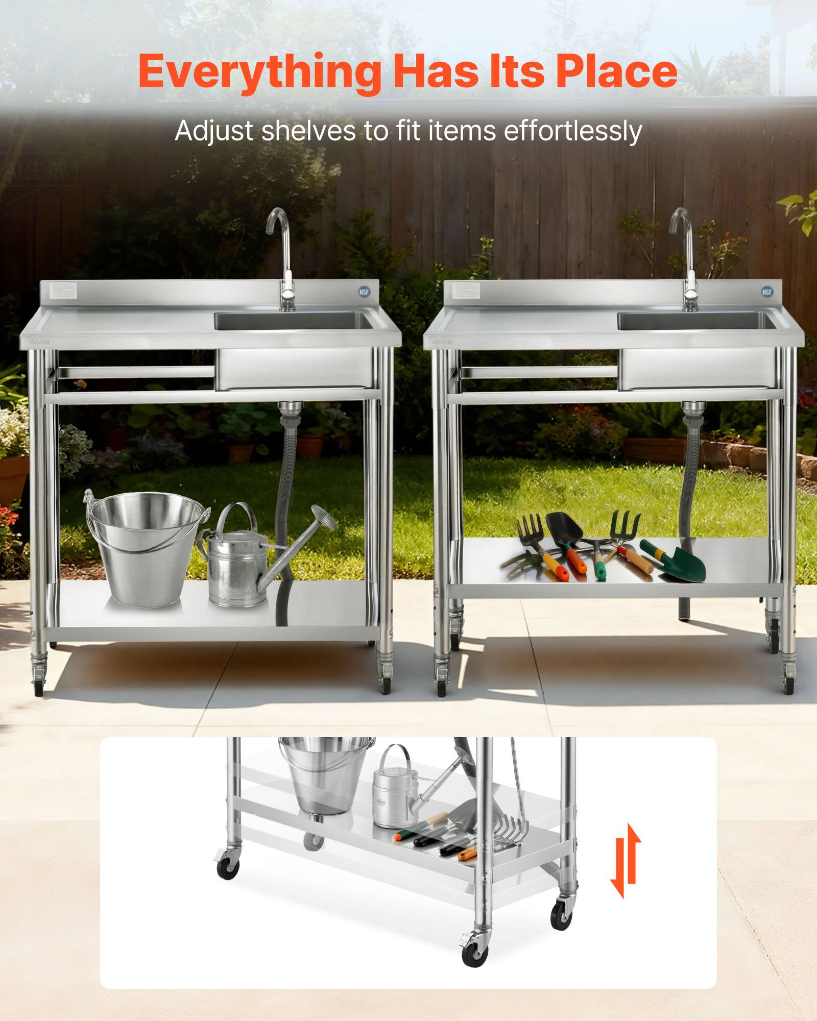 Everything Has Its Place  
Adjust shelves to fit items effortlessly