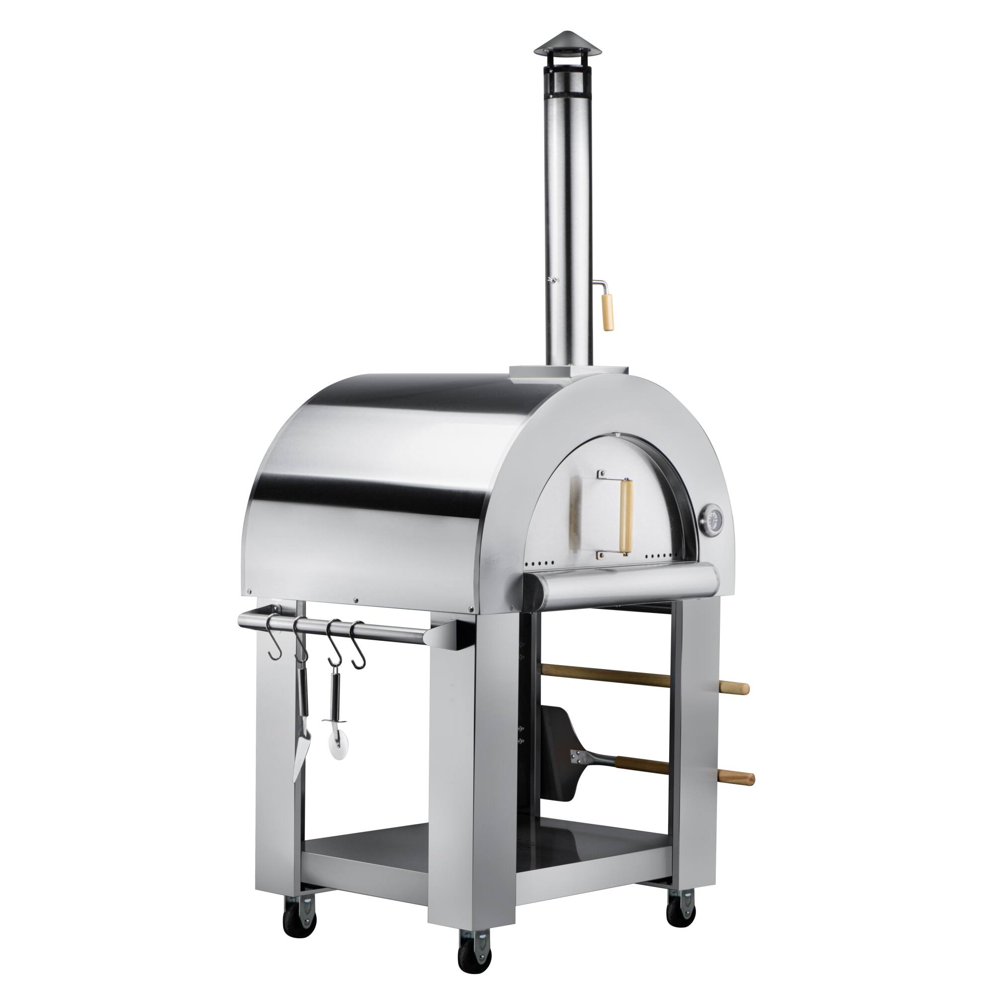 Alt View 6. Koolmore - 32 in.Outdoor Wood Fired Pizza Oven in Stainless-Steel (KM-OKS-WFPO) - Stainless-Steel.