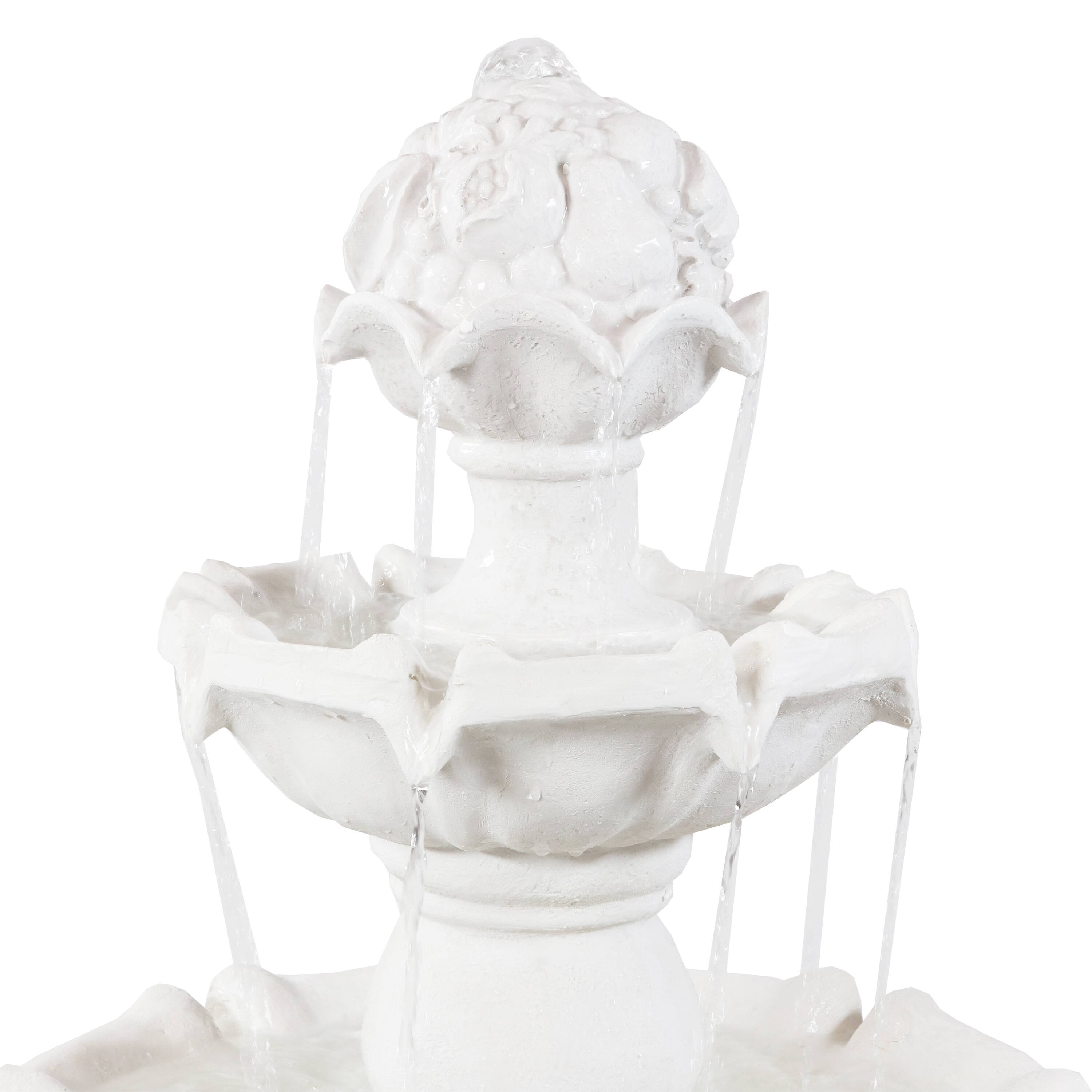 Alt View 9. Sunnydaze - Fruit Top Fiberglass Outdoor 3-Tier Water Fountain - White.