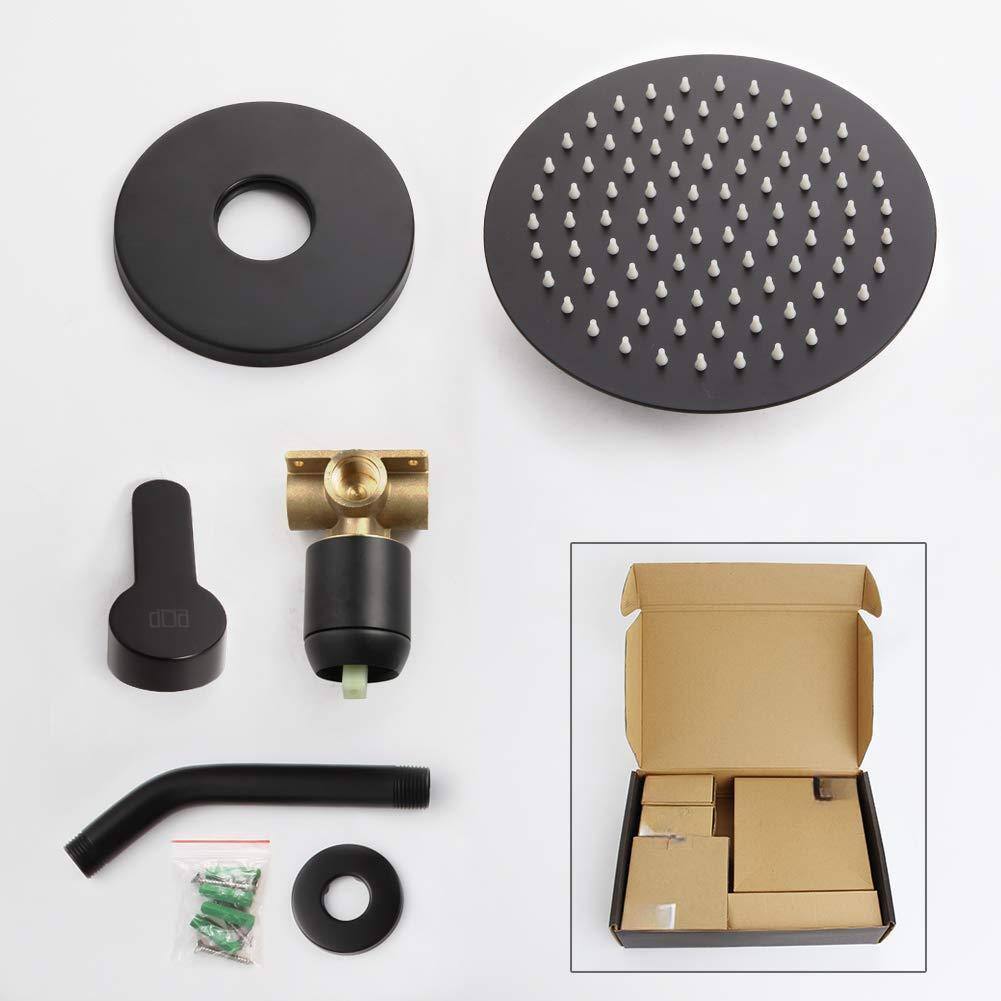 Alt View 6. Paradigms Interiors - Shower Faucet Set Bathroom Rainfall System Wall Mounted Head And Handle Single Function Trim Kit With Rough... - Black-8 Inch.